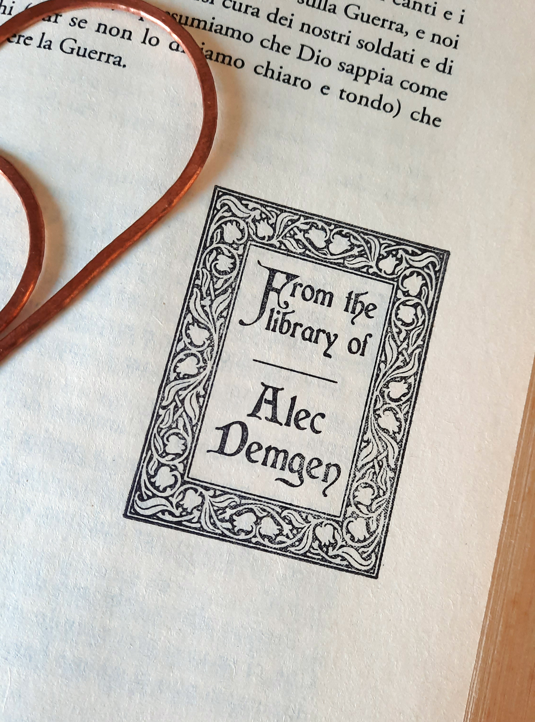 Personal Library Book Stamp Book Lover Gift for Man Ex Libris Bookplate Collectible Library Stamp