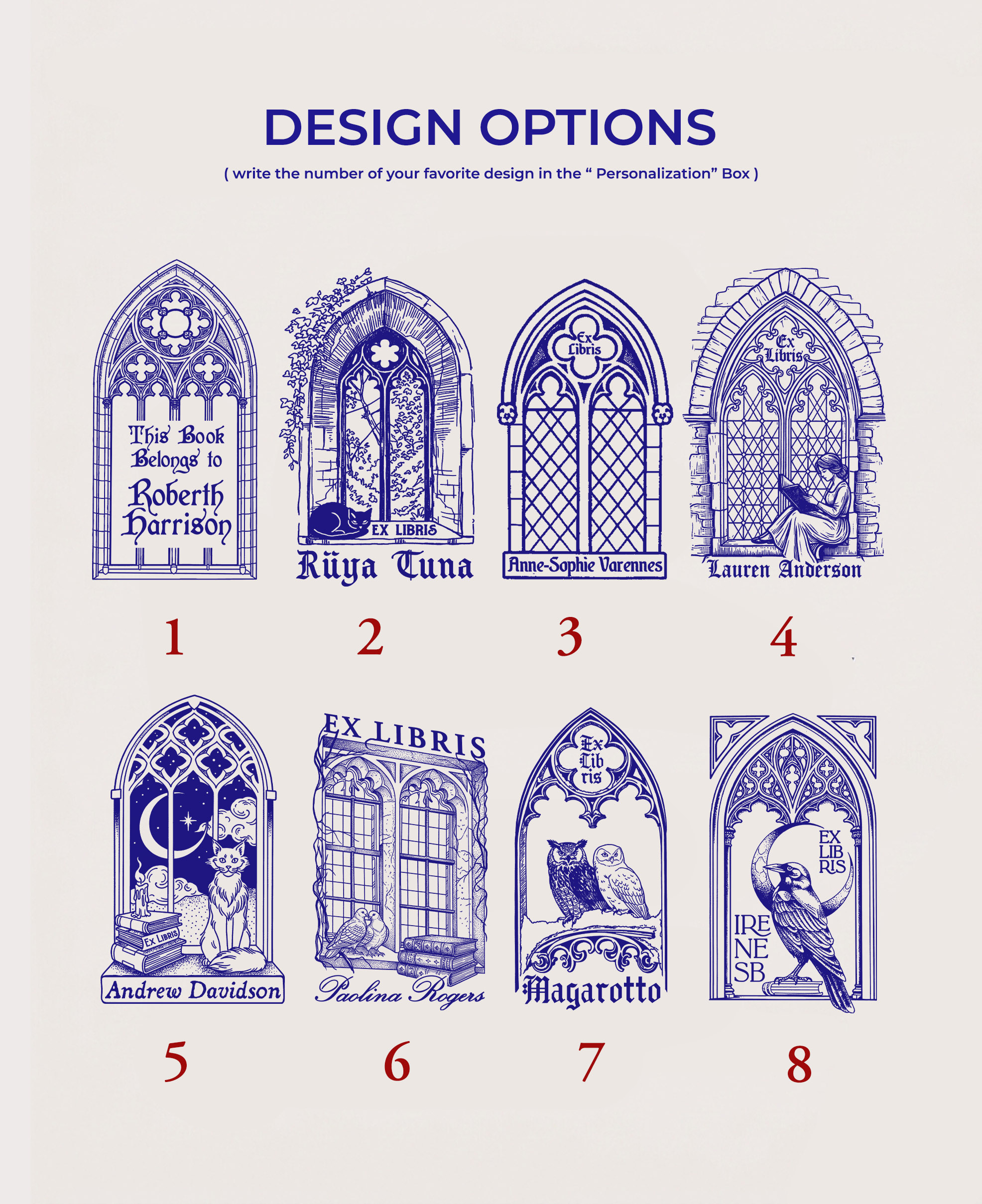 Medieval Window Personalized Book Stamp BookLover Gift Gothic Ex Libris Bookplate Collectible Library Stamp, photo 4