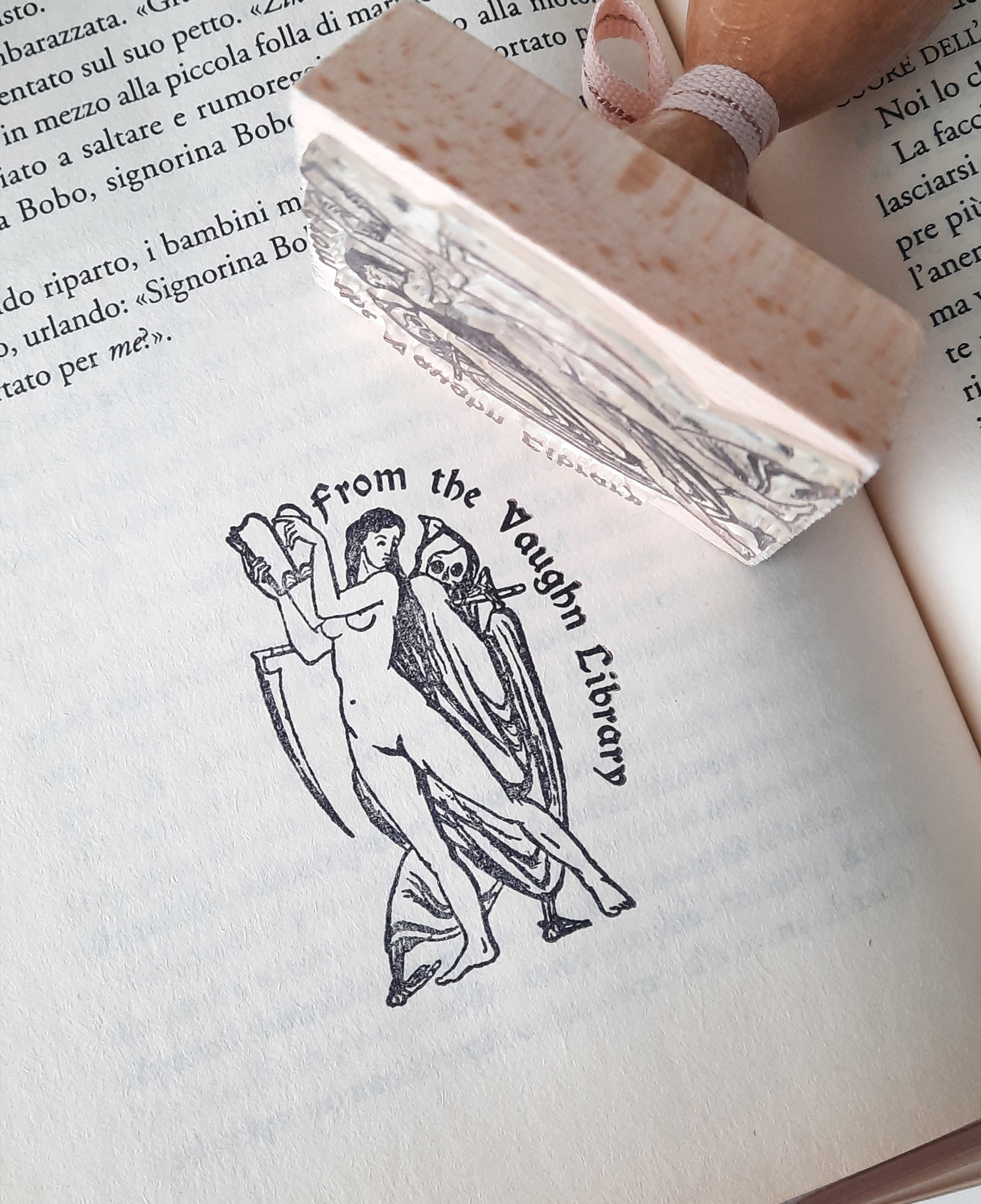Personalized Book Stamp Memento Mori BookLover Gift for Man Ex Libris Bookplate Collectible Library Stamp Gothic Style