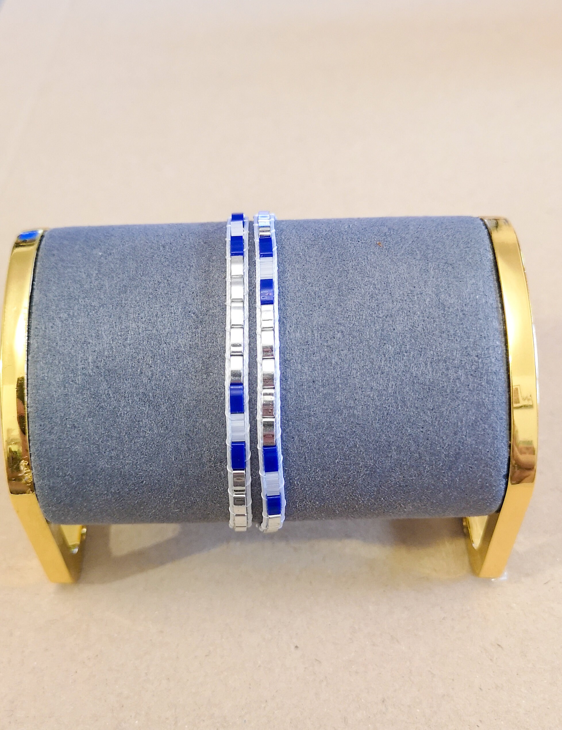 Double wrap bracelet, silver unisex glass bracelet, photo 3