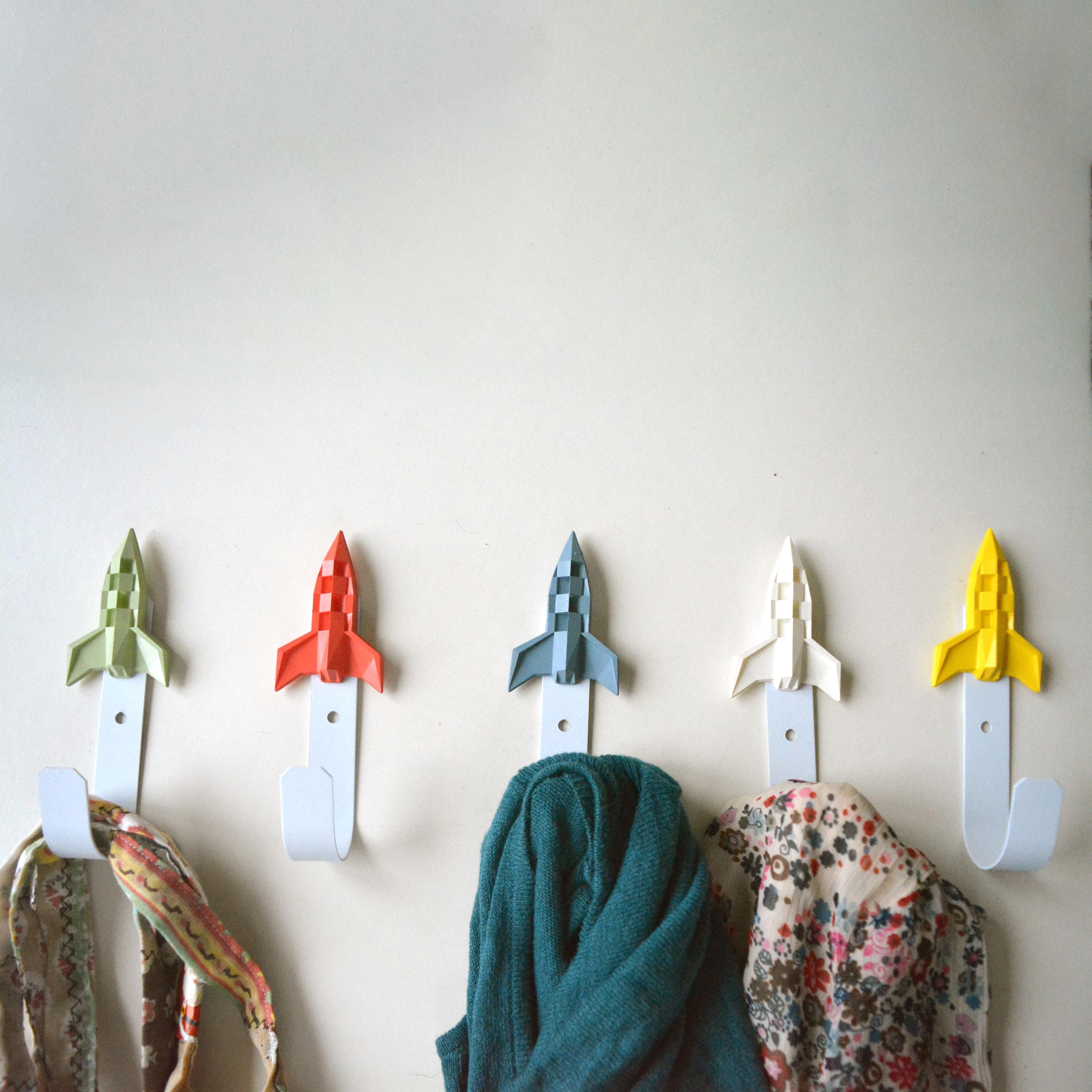 Rocket Children's Hook, Baby's Nursery Hanger for Clothes, Decorative Origami Space Towel Hook for Bathroom, photo 2