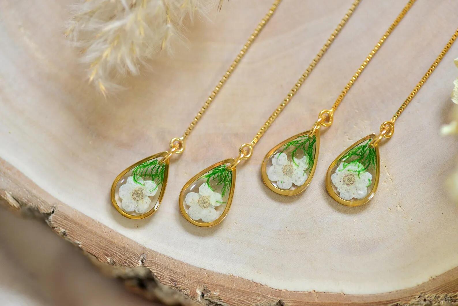 Botanical Resin Threader Earrings - Hawthorn &amp; Moss, photo 4