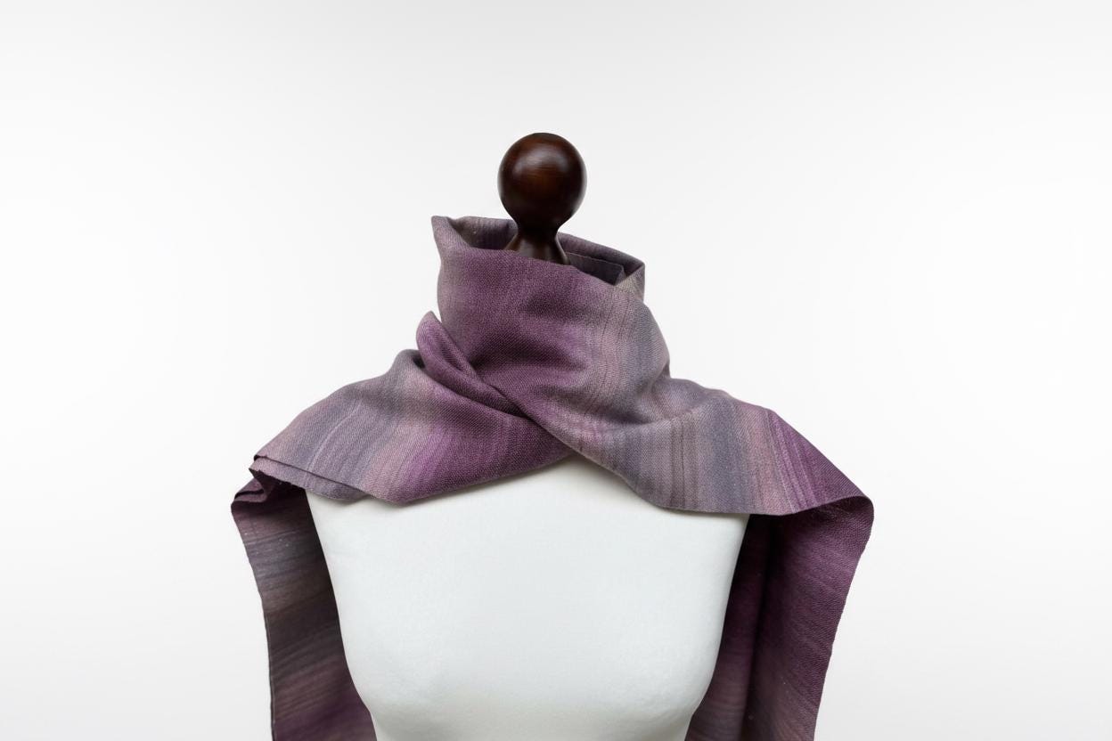 Handwoven Purple Pink gradient Merino Silk scarf - Luxury wool scarf, photo 5