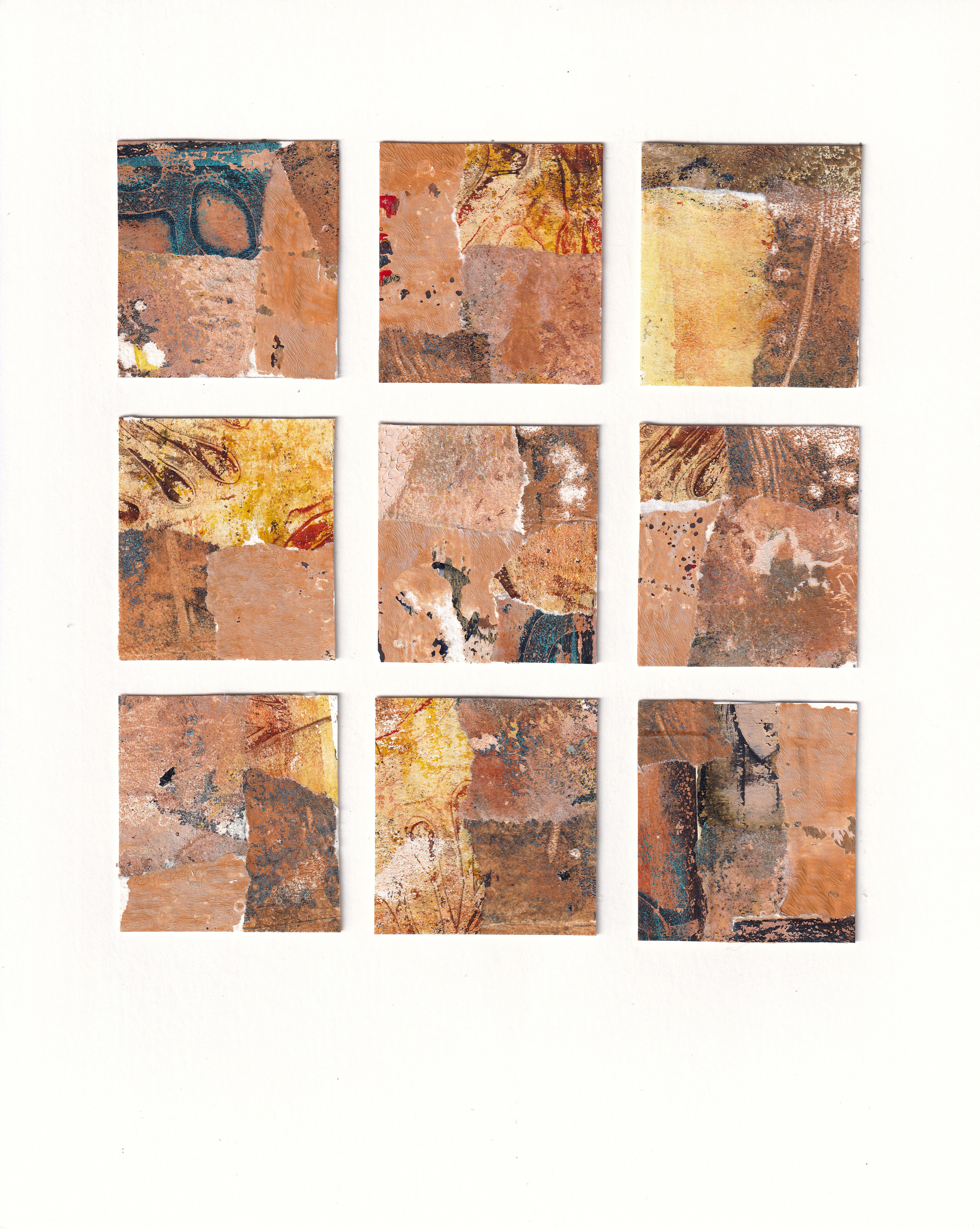 9 grid abstract collage created with handmade papers,  ready to frame, photo 2