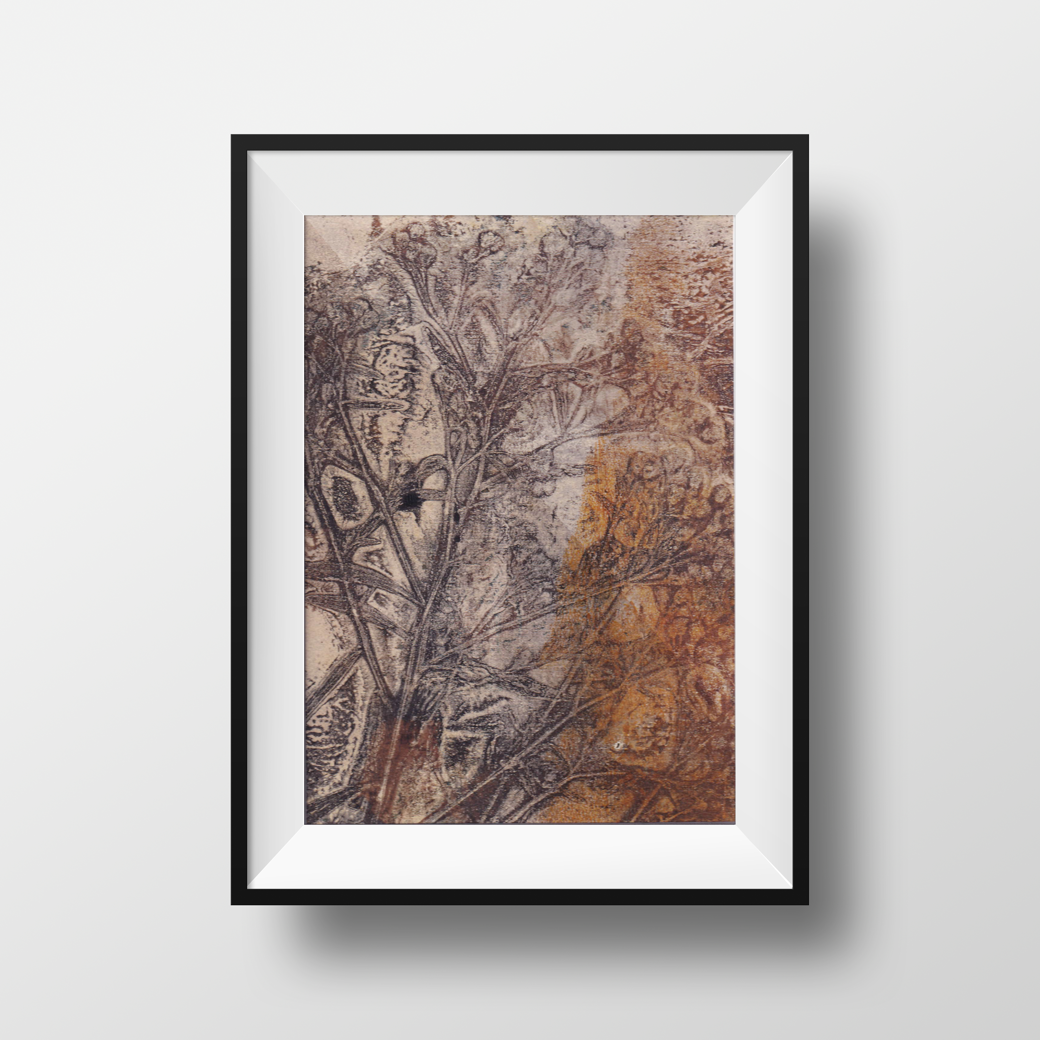 Monoprint - an unique artwork, printed with wildflower - A4 matt included - ready to frame, photo 3