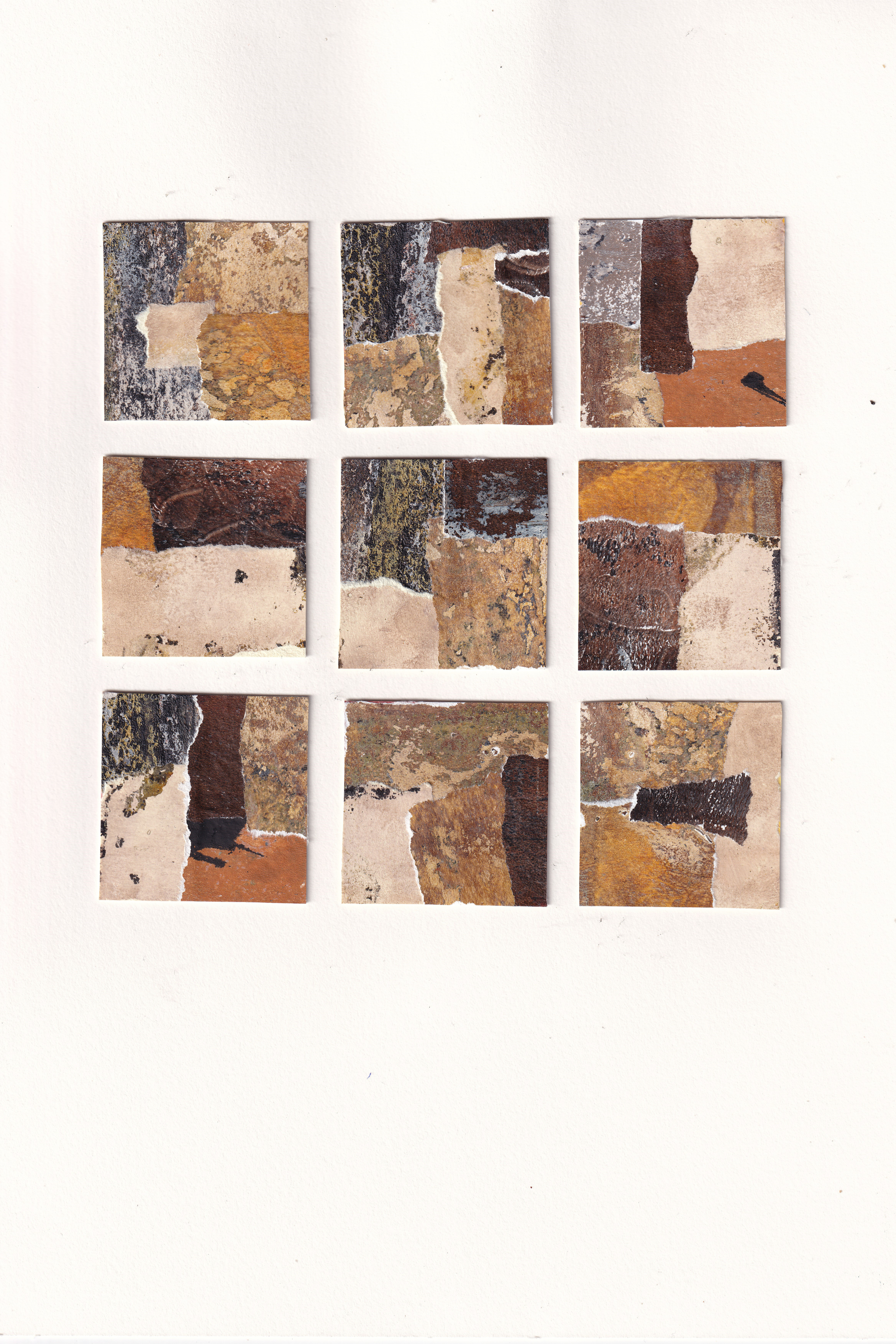 9 grid abstract collage created with handmade papers,  ready to frame, photo 2