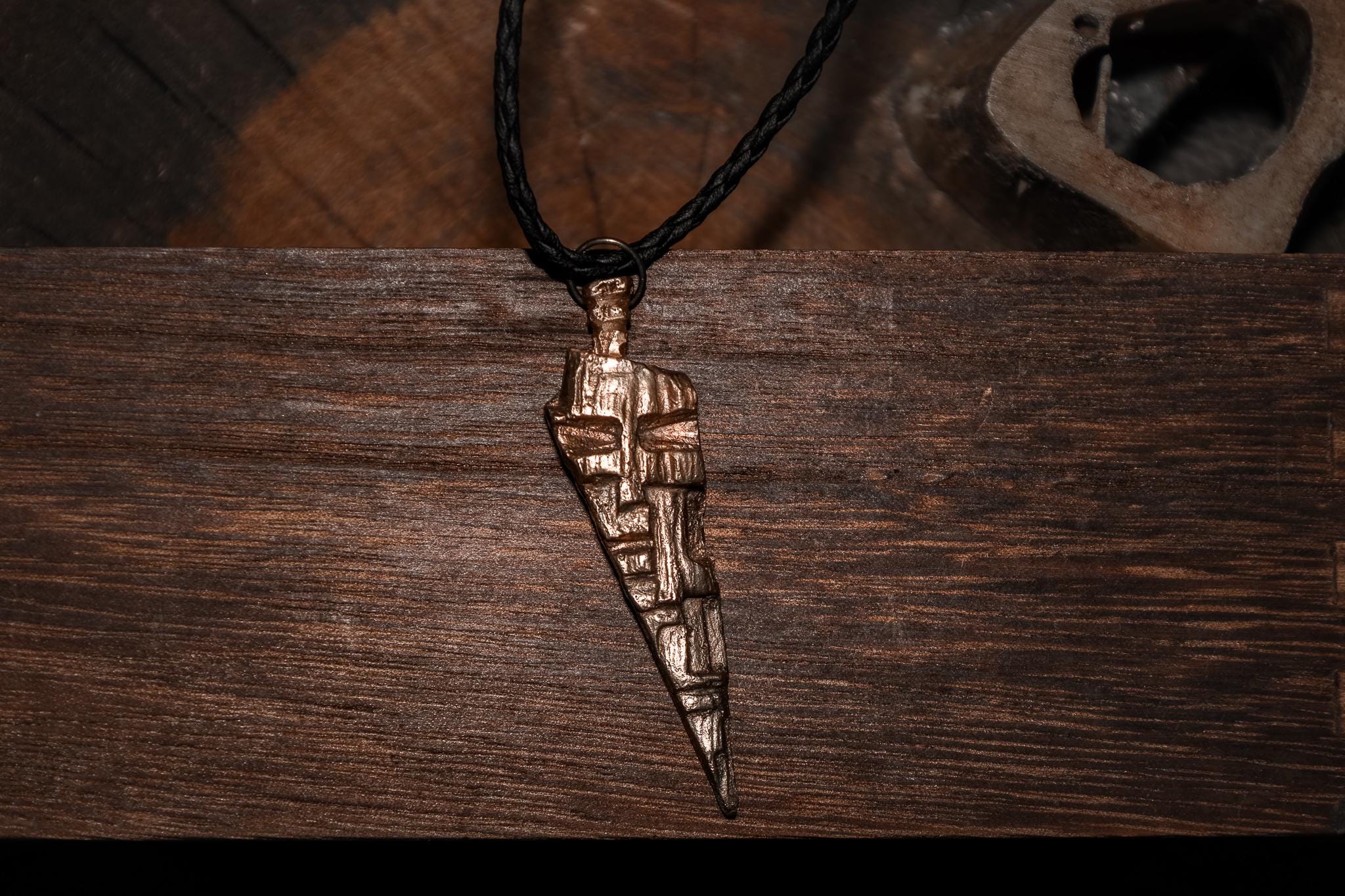 Bronze Titan Talisman “Xed”– Hand Cast Pendant, Heavy Jewelry, Dark Fantasy Amulet