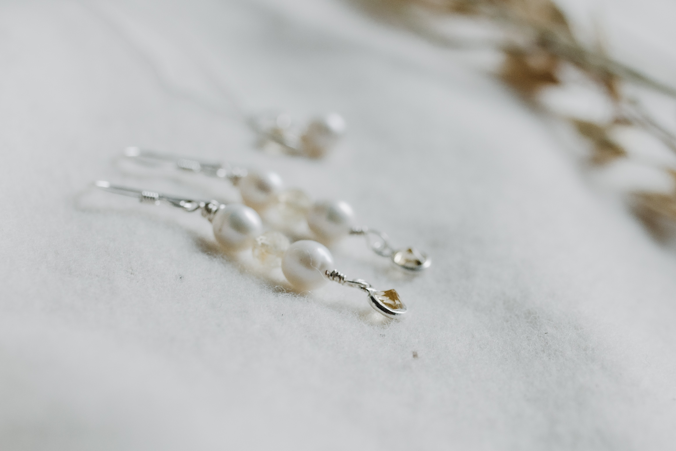 925 Sterling Silver Earrings with Natural Citrine and Freshwater Pearls, photo 3