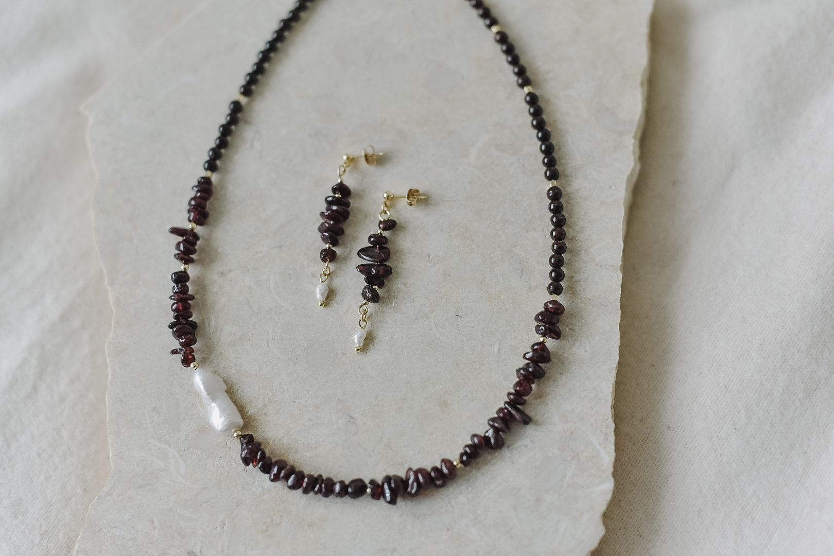 Garnet and Pearls Earrings