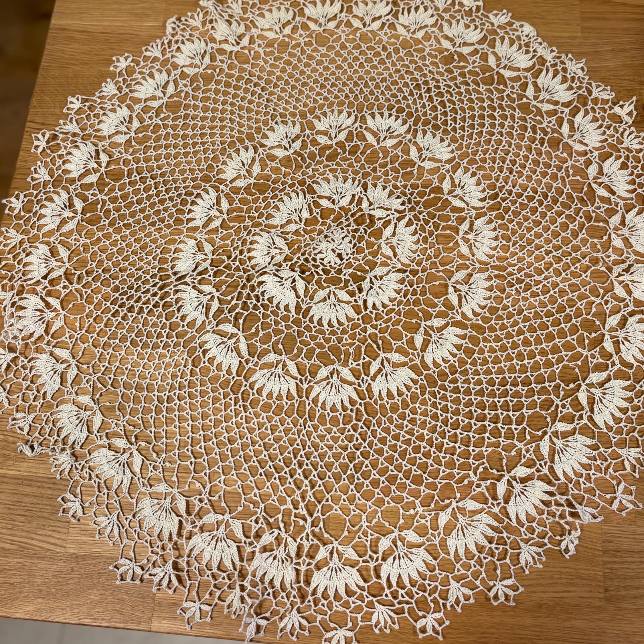 Handmade Crochet Lace Floral Table Centerpiece, Farmhouse Doily (60x60 cm), photo 6