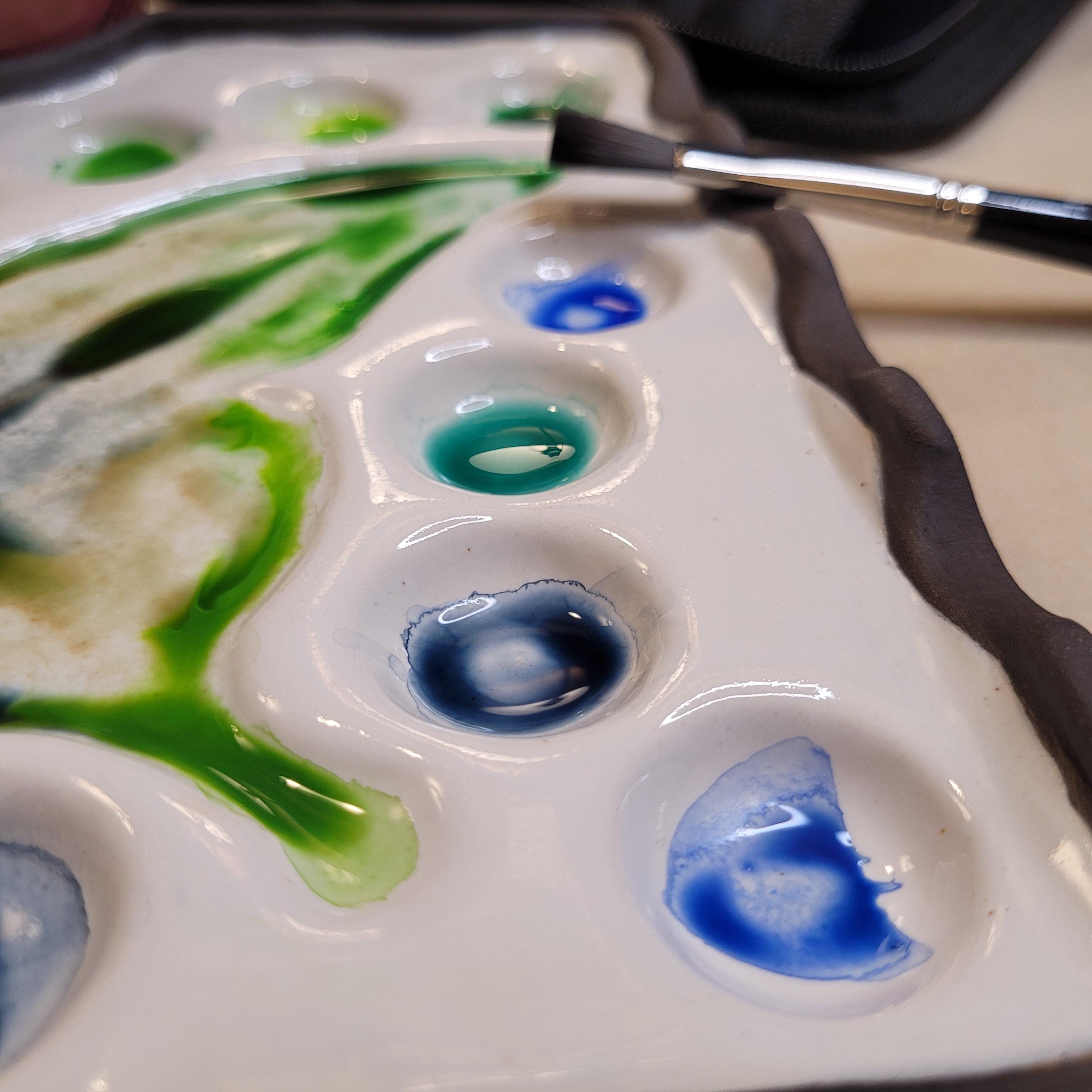 Handmade Butterfly Ceramic Palette – Durable Stoneware with 4 Integrated Brush Rests, 18 Paint Wells and A Large Mixing Area, photo 4
