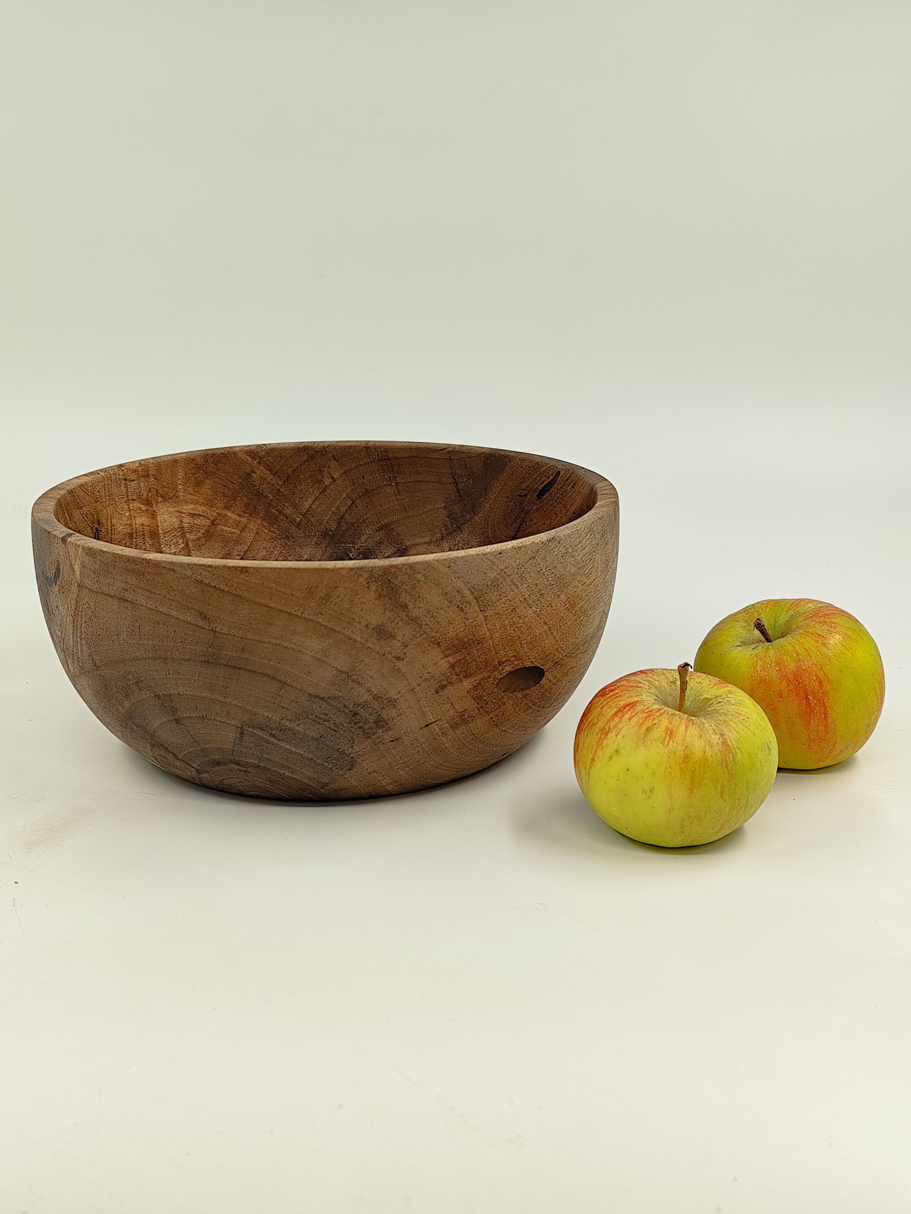 Walnut wooden bowl, handmade, 225mm diameter, epoxy filled worm holes