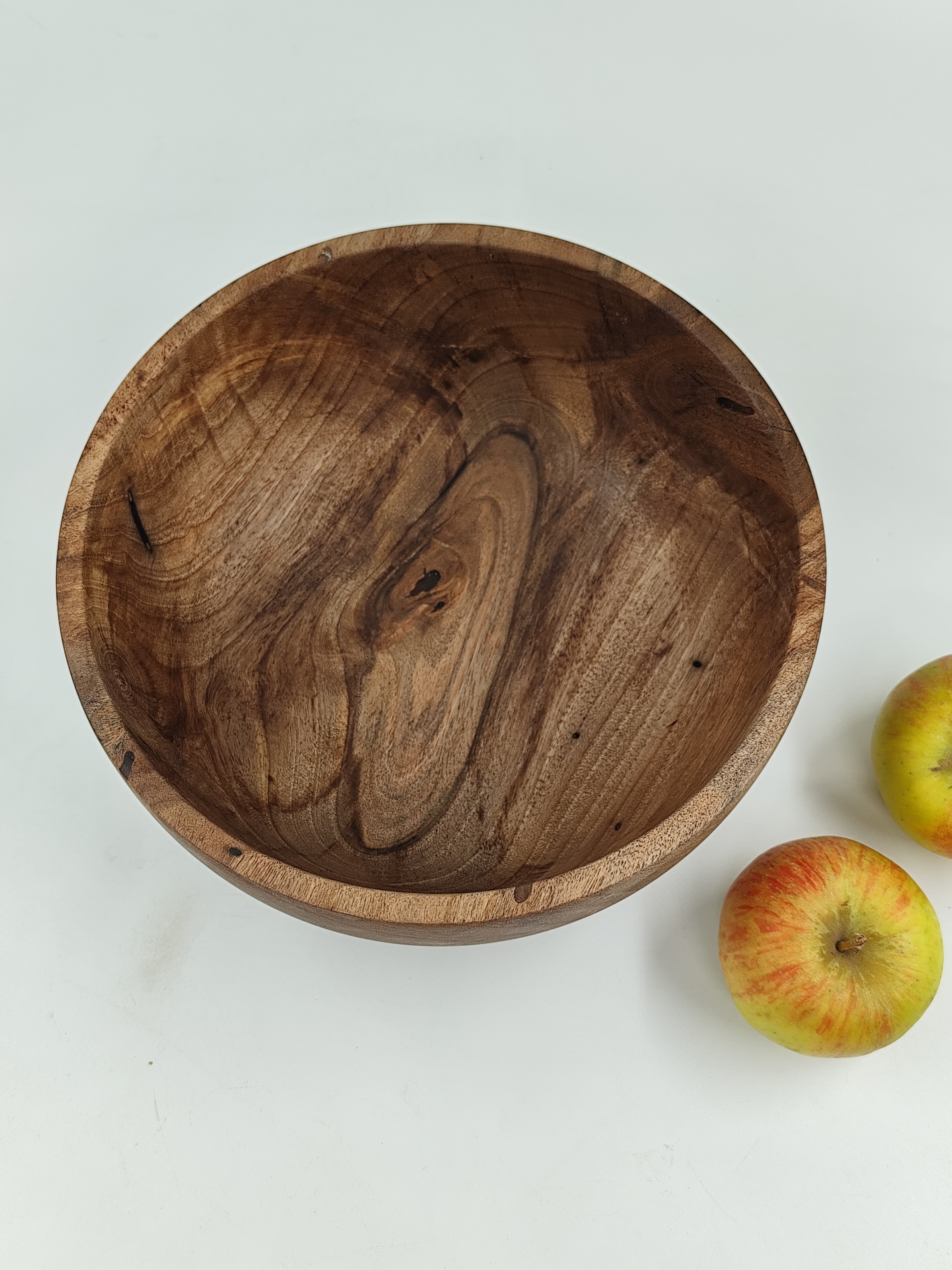 Walnut wooden bowl, handmade, 225mm diameter, epoxy filled worm holes, photo 3