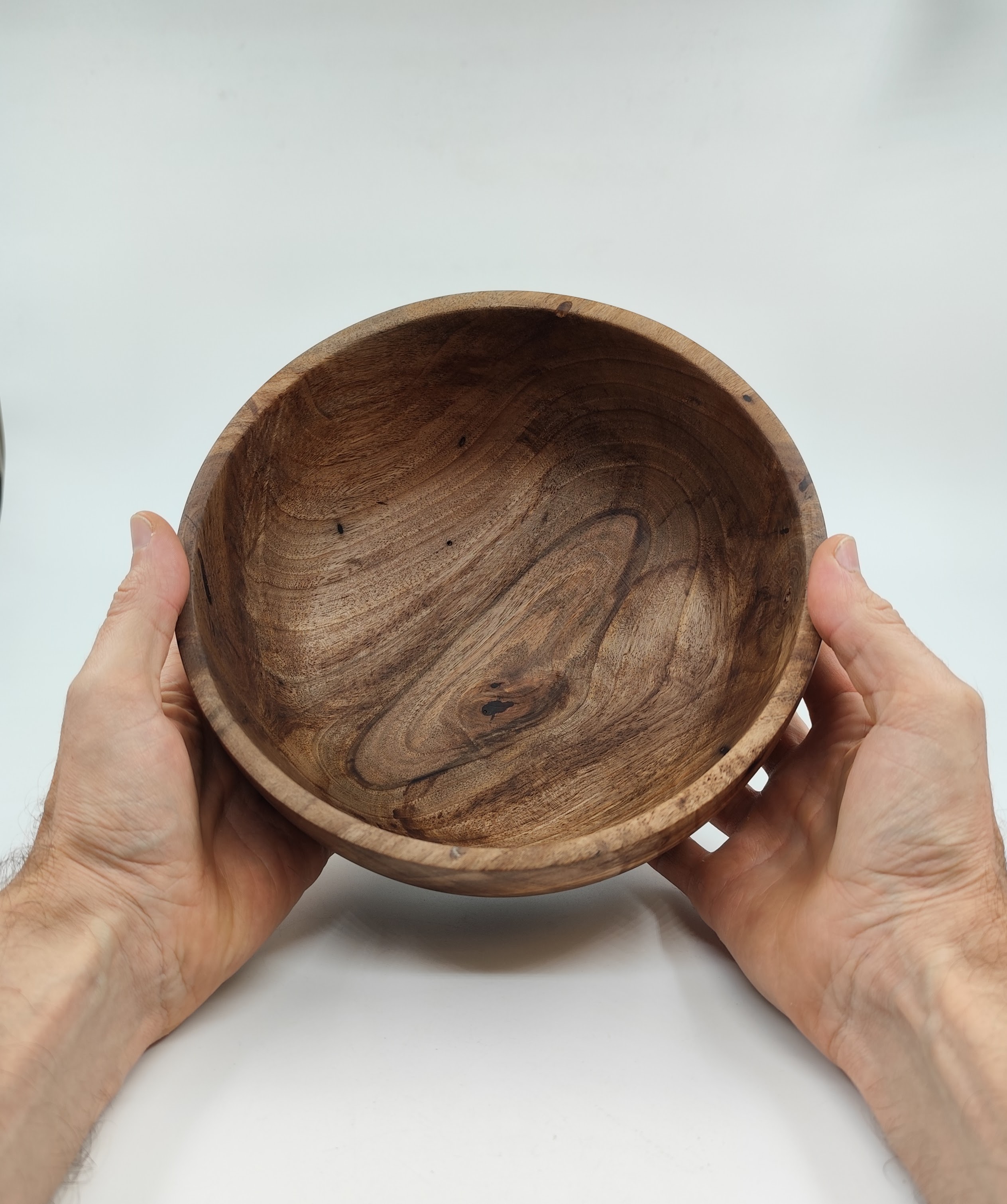 Walnut wooden bowl, handmade, 225mm diameter, epoxy filled worm holes, photo 2