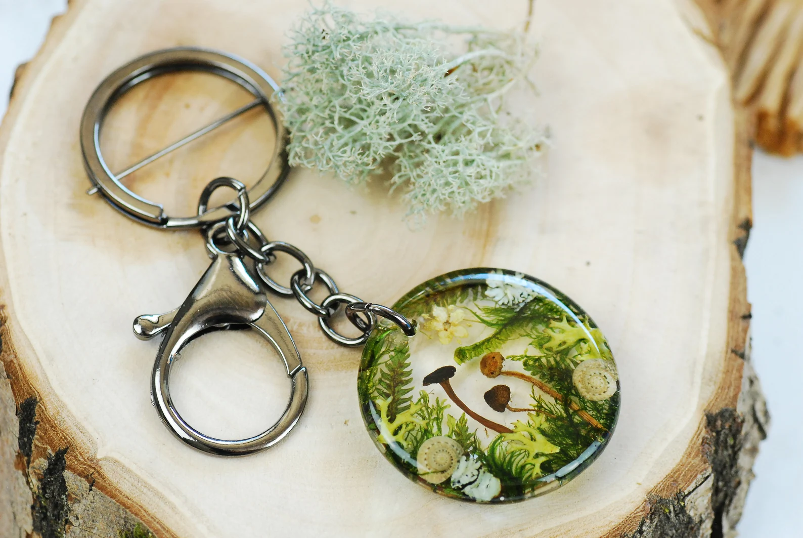Botanical Resin Bag Charm - Mushroom Forest Keychain, photo 4