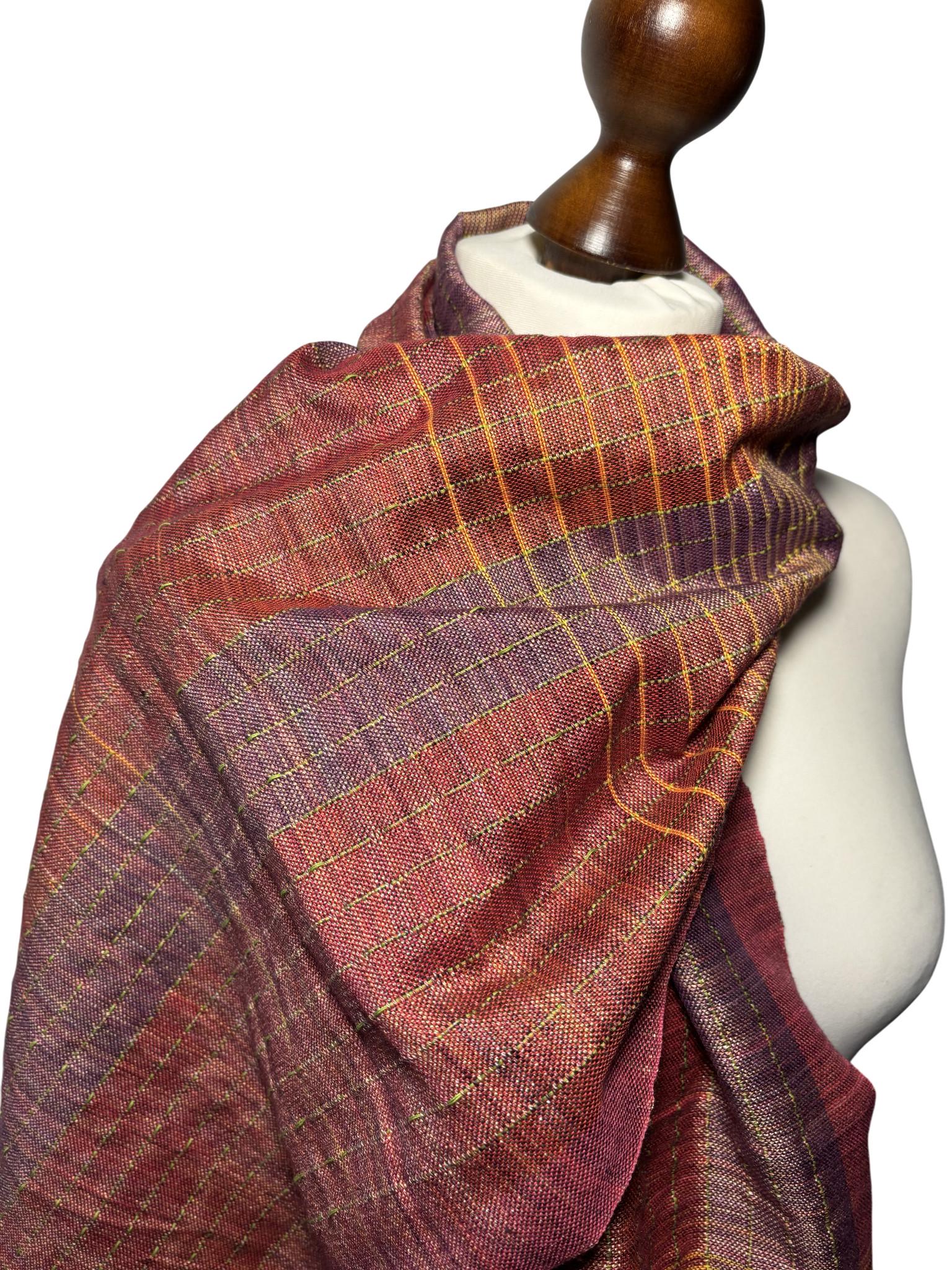 Handwoven Mauve Purple 100% Silk Shawl – Lightweight Elegant Wrap, Personalized with Monogram, Gift Card, photo 5