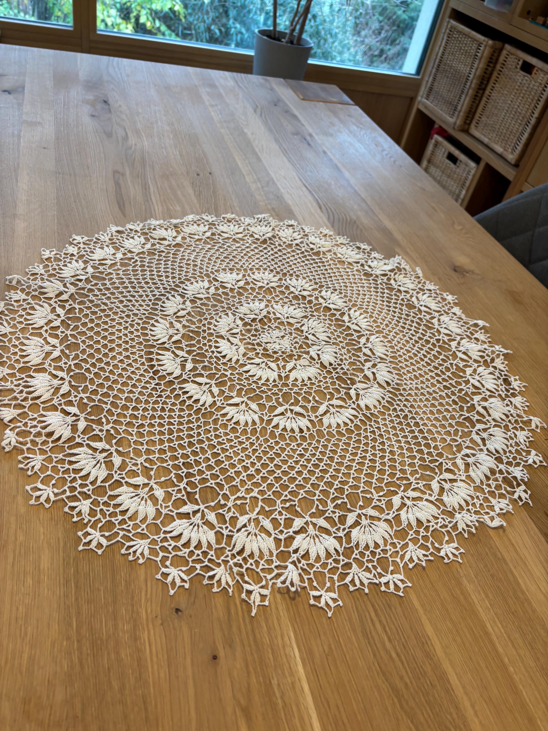 Handmade Crochet Lace Floral Table Centerpiece, Farmhouse Doily (60x60 cm), photo 2