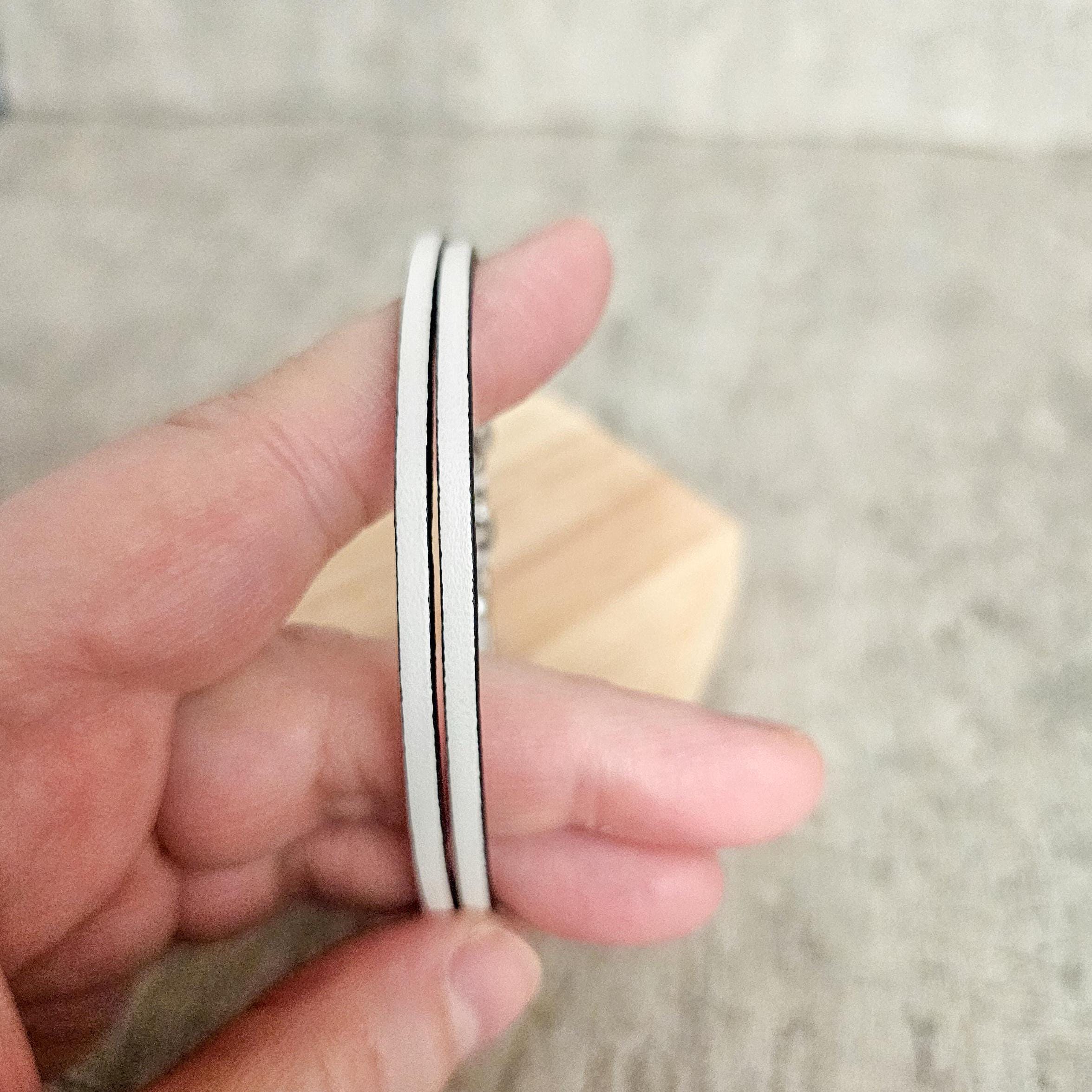 White genuine leather bracelet, double wrap wristband, photo 4