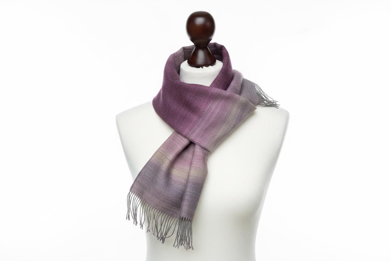 Handwoven Purple Pink gradient Merino Silk scarf - Luxury wool scarf, photo 6