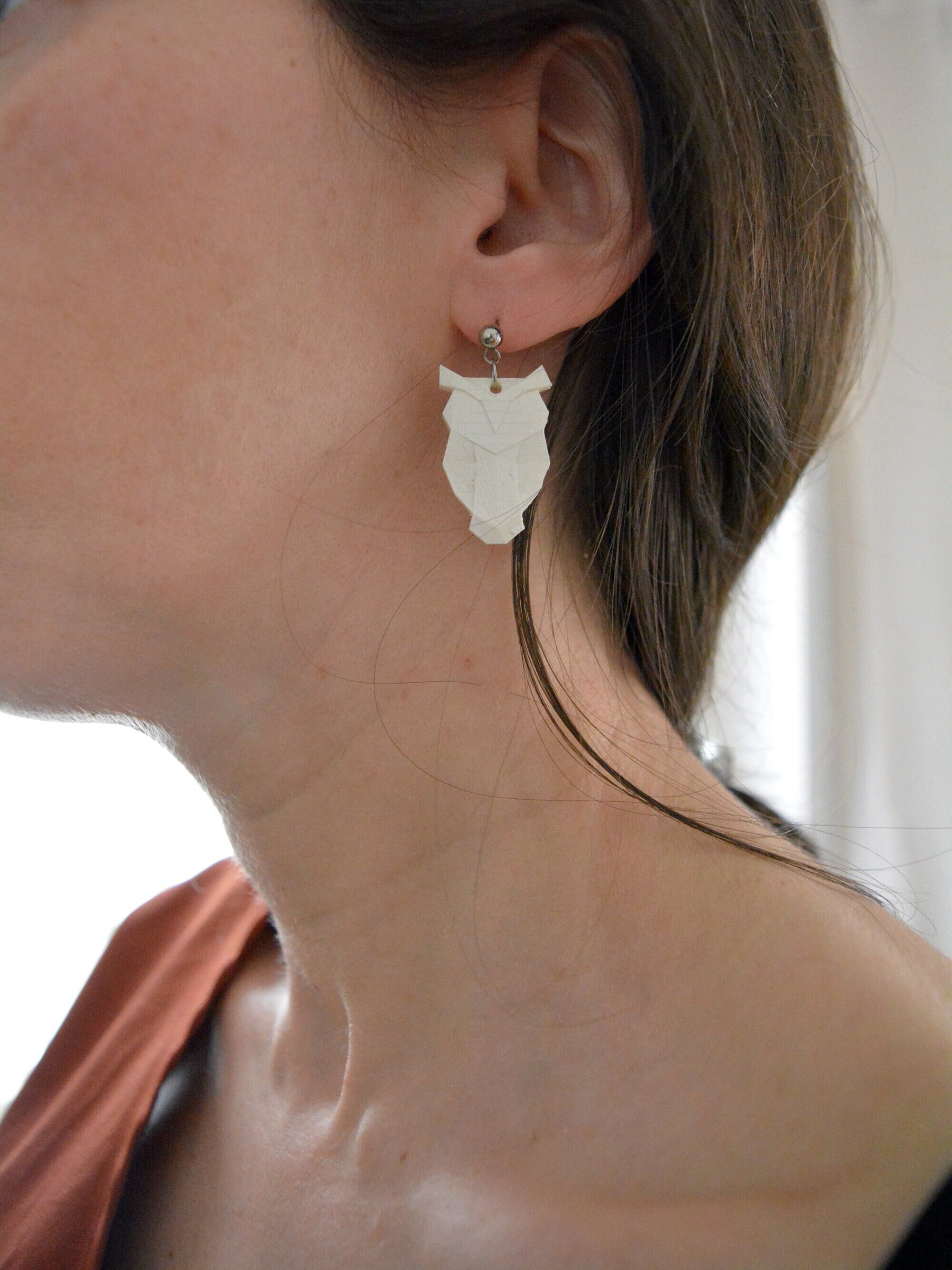 Resin Origami Owl Earrings: Geometric Minimalist Bird Jewelry, photo 2