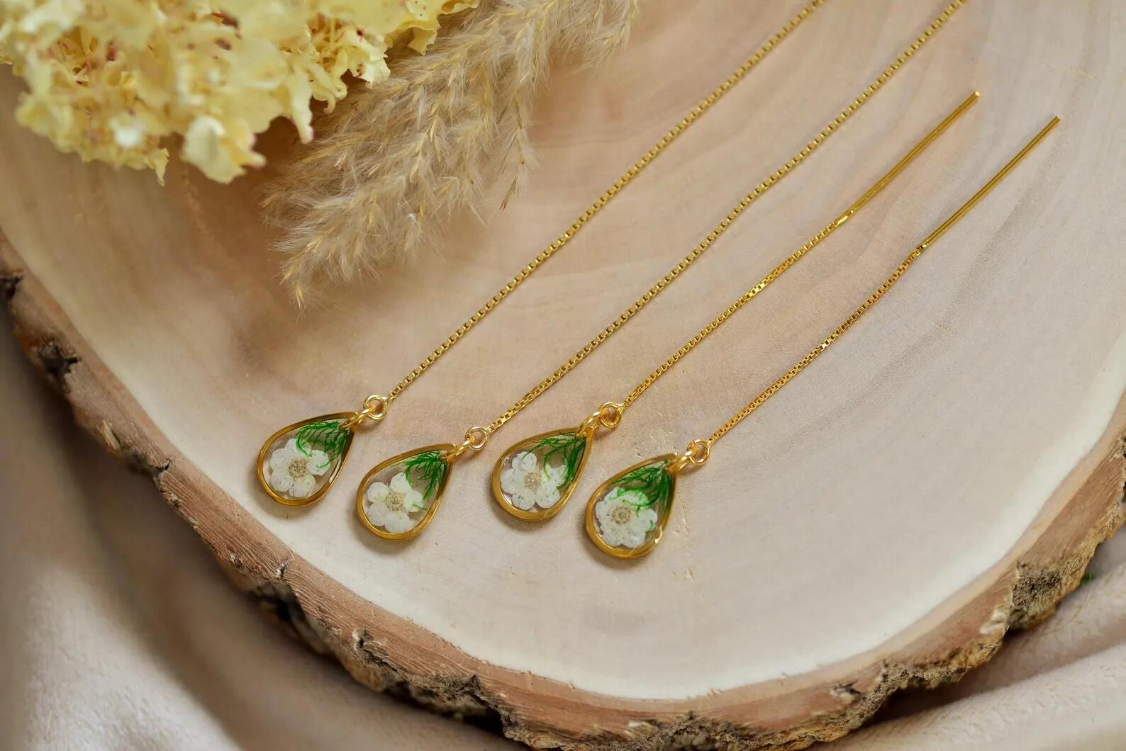 Botanical Resin Threader Earrings - Hawthorn &amp; Moss, photo 3