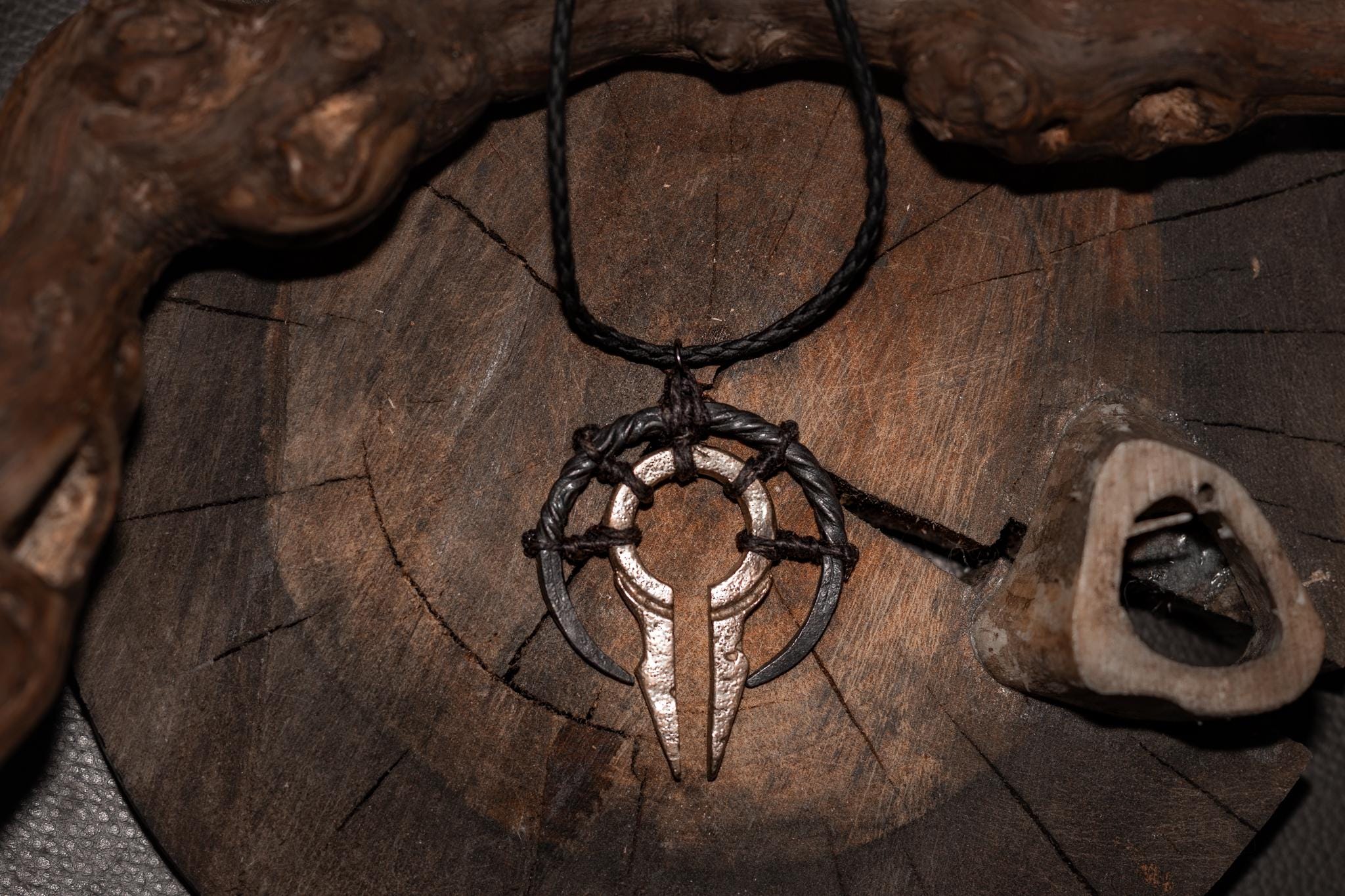 The Veilpiercer Witch Talisman, Hand-forged iron, cast bronze pendant