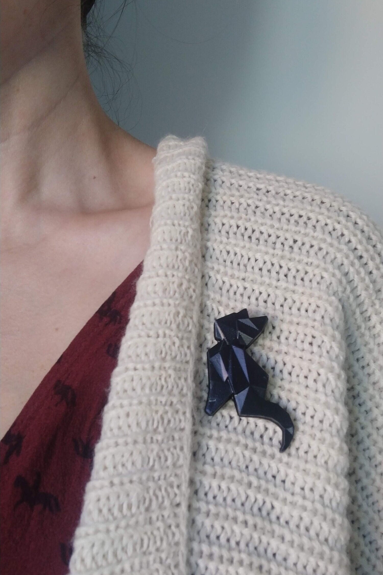 Origami Cat Brooch: Geometric Wedding Lapel Pin, Modern Gift for Cat Lover