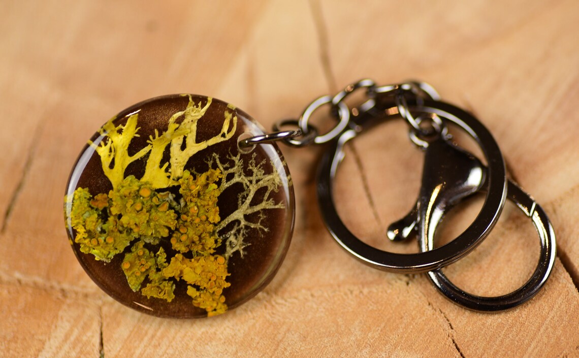 Botanical Resin Bag Charm - Lichen Forest Keychain, photo 3