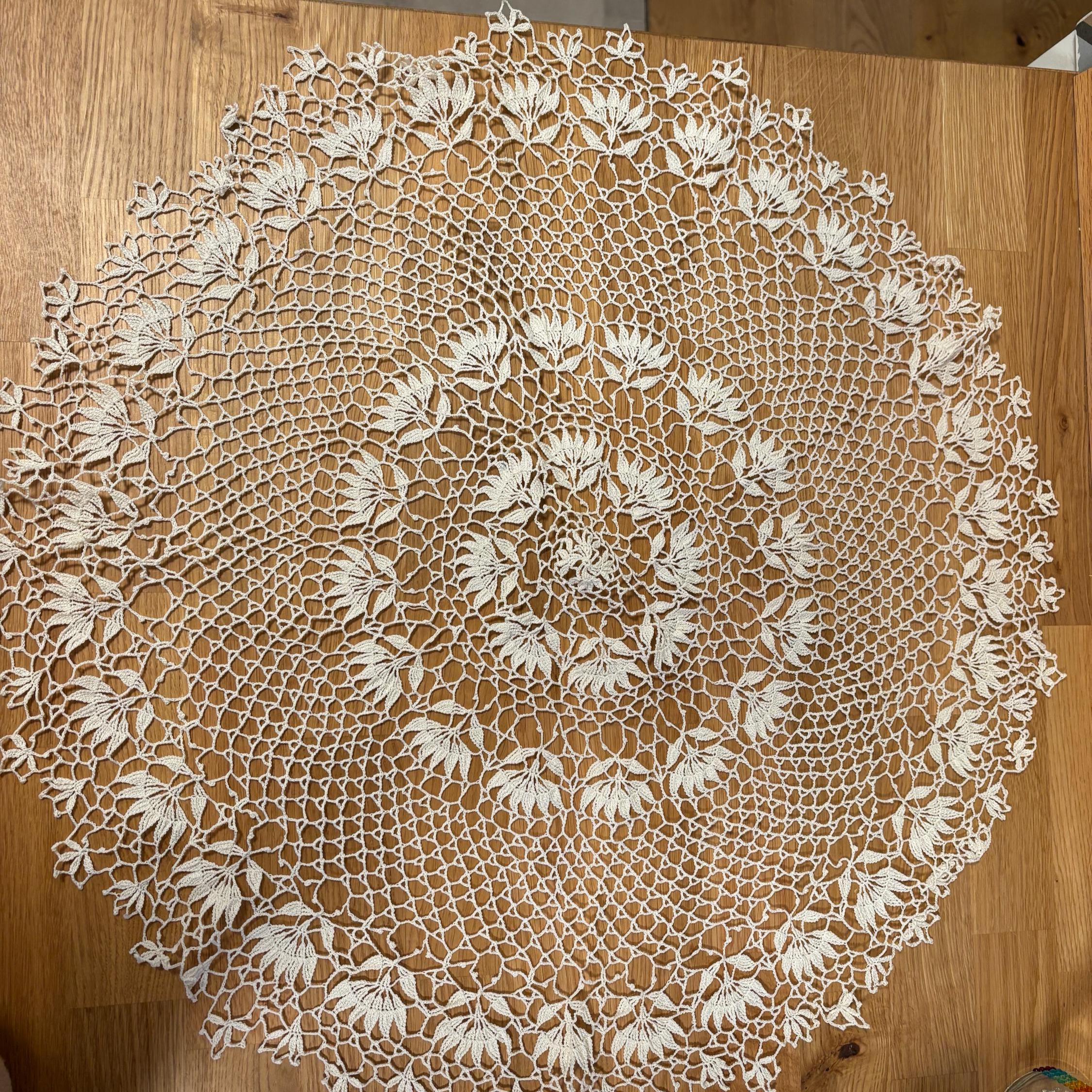 Handmade Crochet Lace Floral Table Centerpiece, Farmhouse Doily (60x60 cm), photo 3