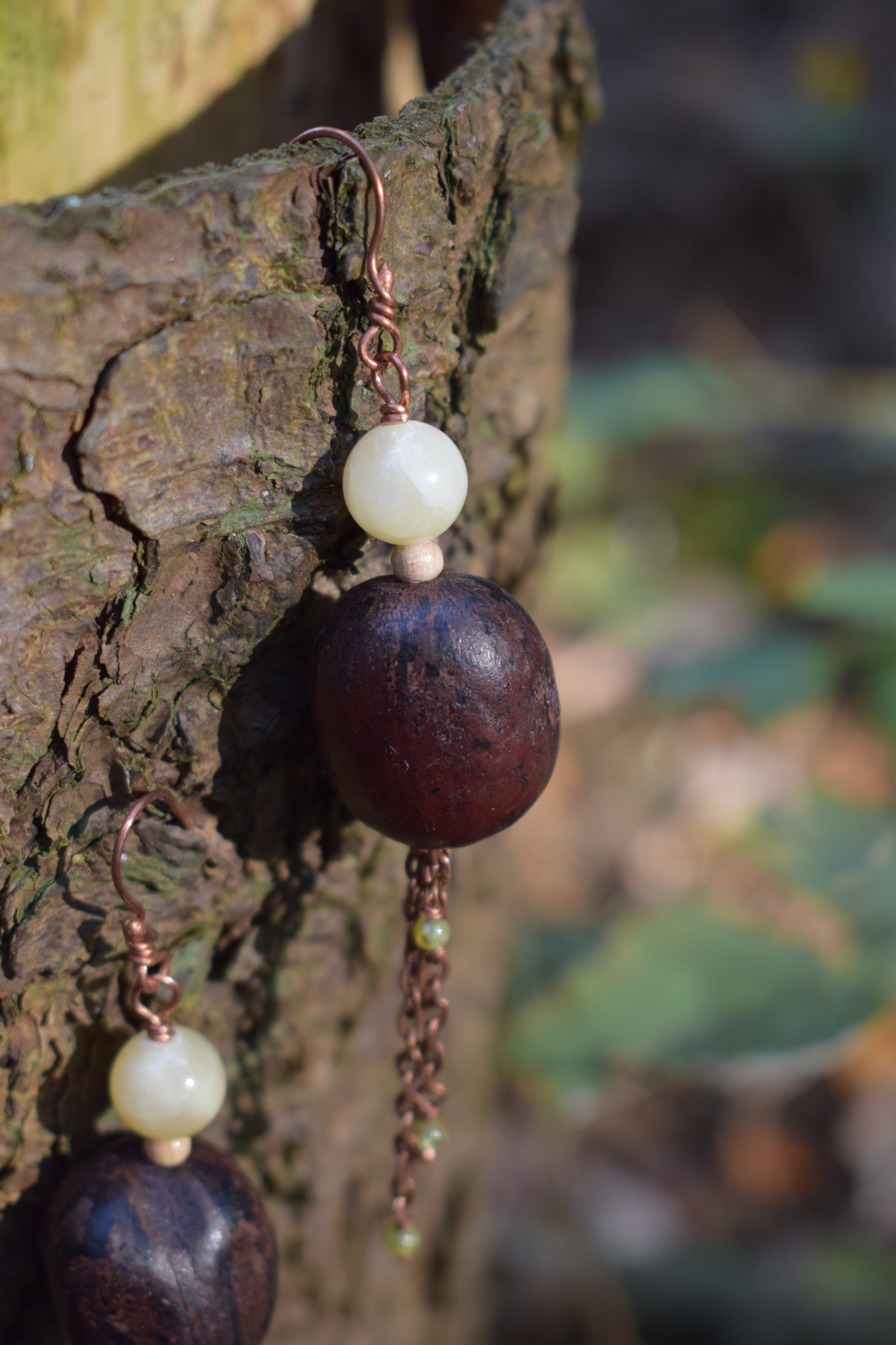 Forest Bell Earrings with Natural Candlenut Caps, photo 3