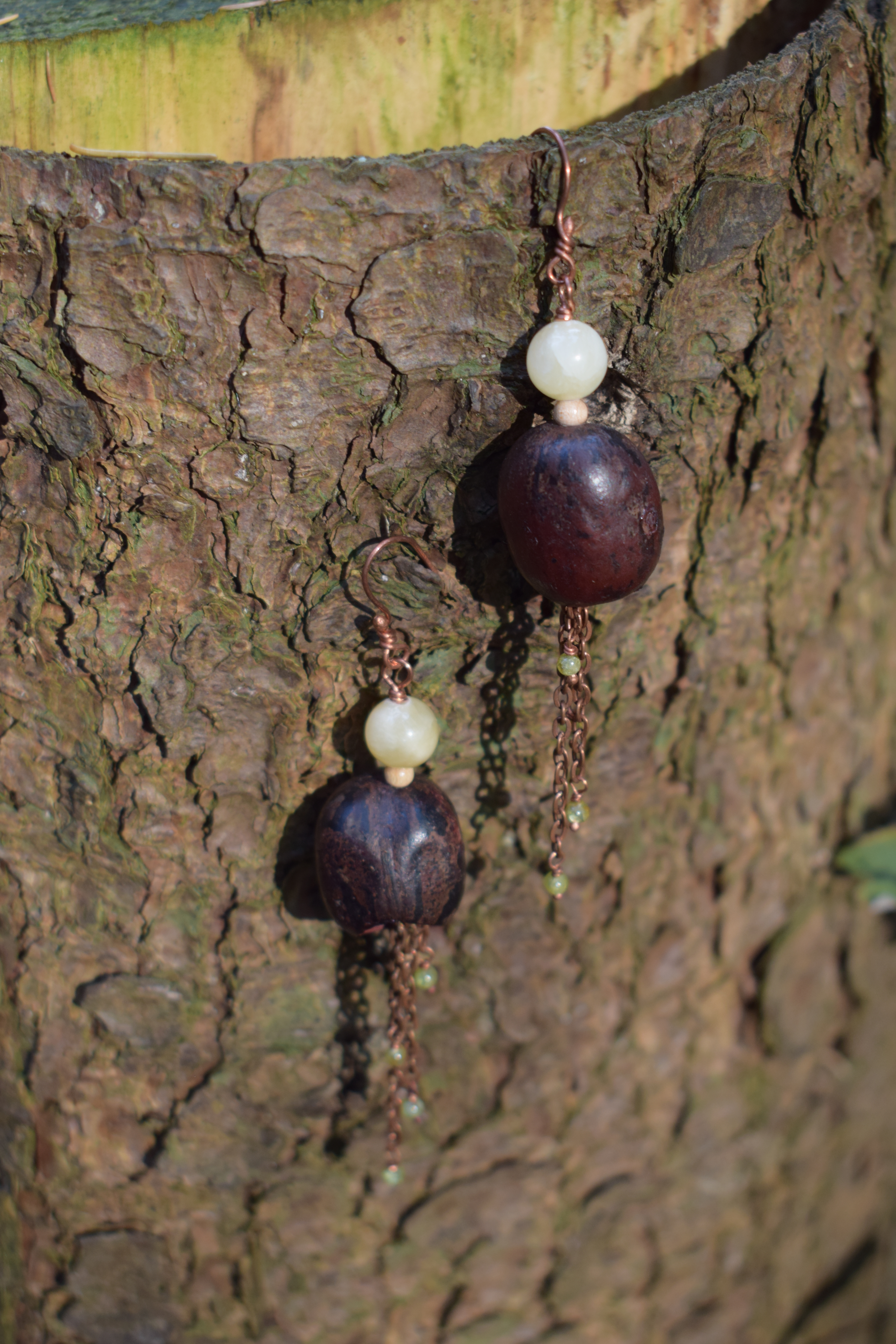 Forest Bell Earrings with Natural Candlenut Caps, photo 2