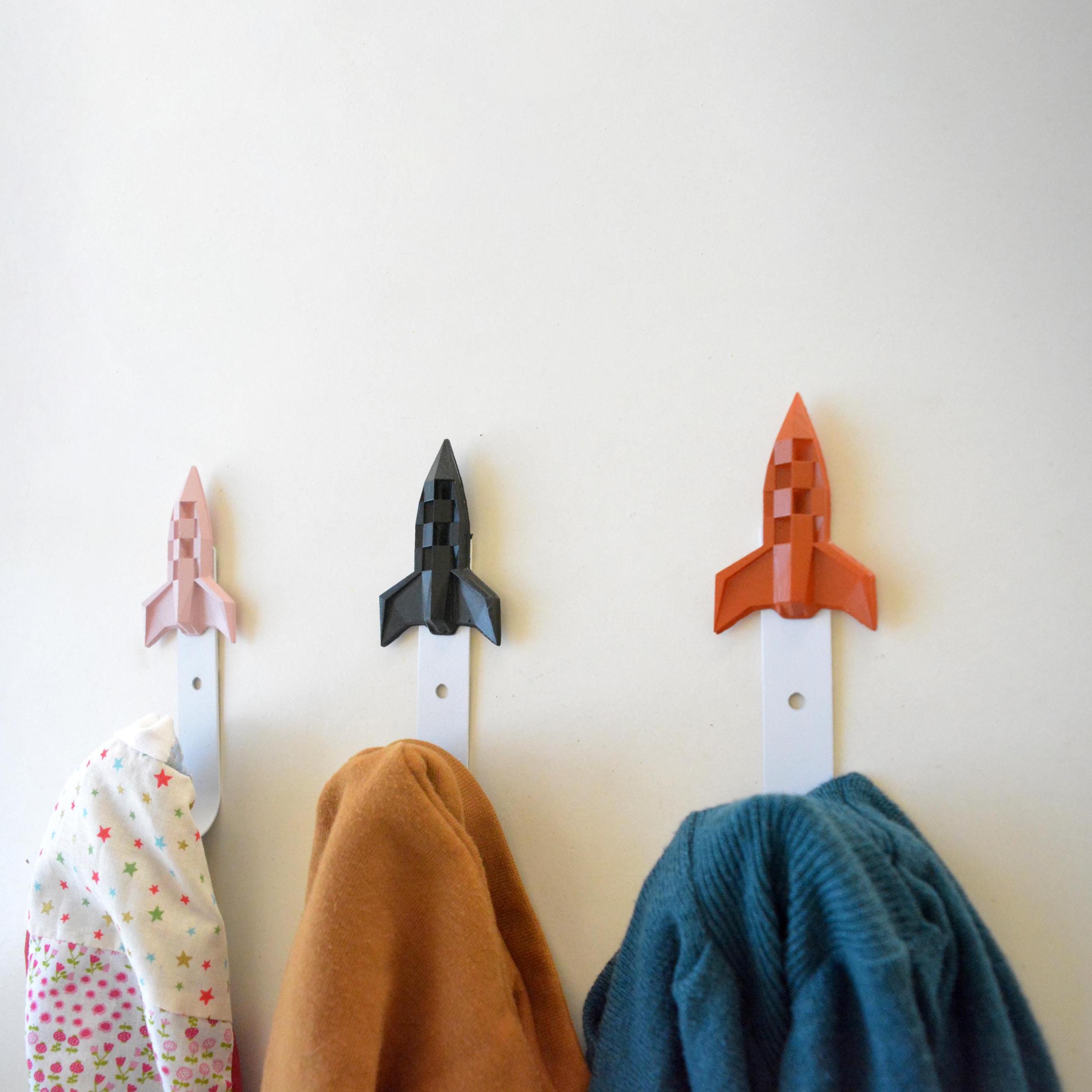 Rocket Children's Hook, Baby's Nursery Hanger for Clothes, Decorative Origami Space Towel Hook for Bathroom, photo 3