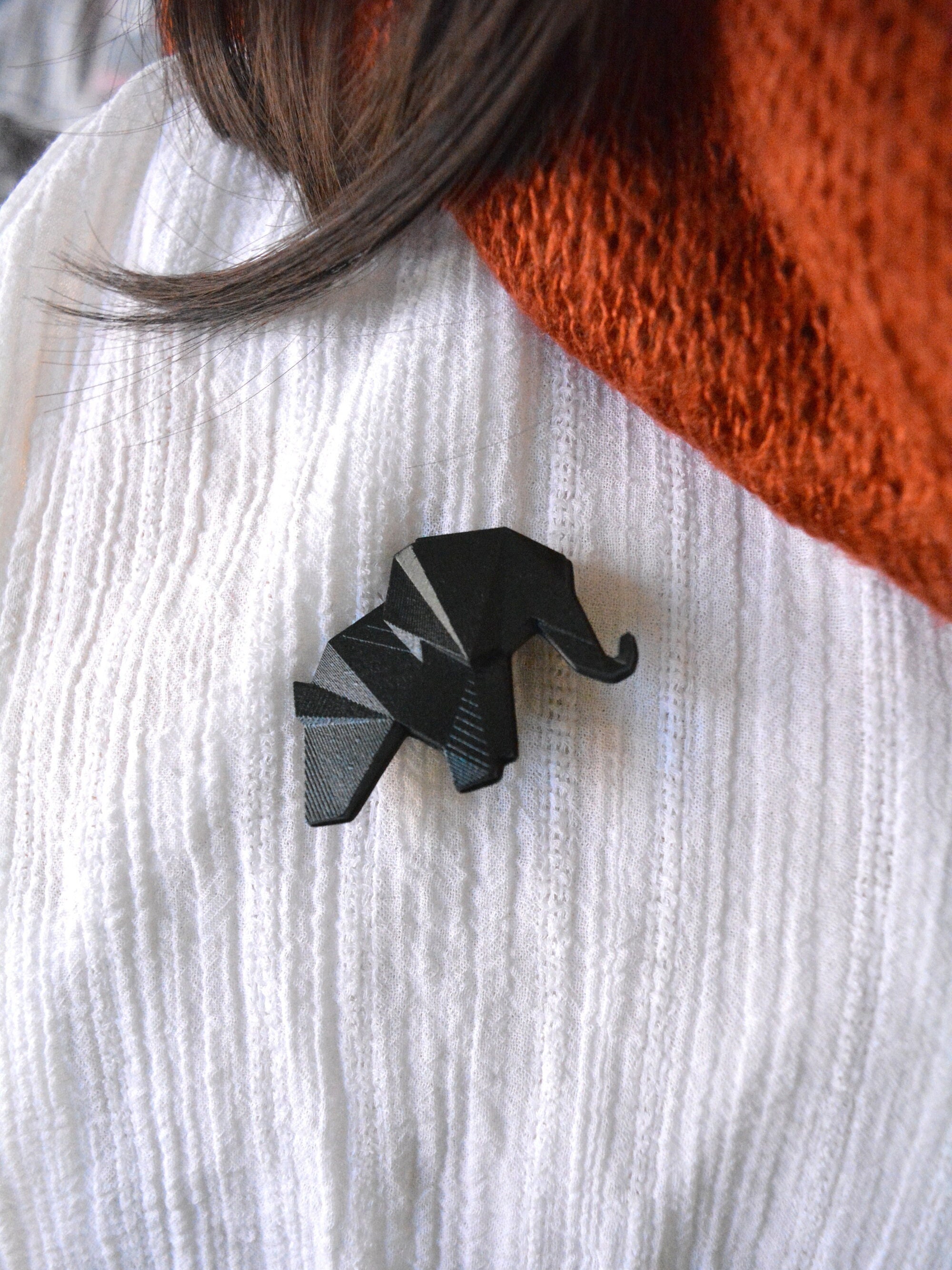 Origami elephant brooch: geometric badge, contemporary Wedding Lapel Pin gift, photo 4