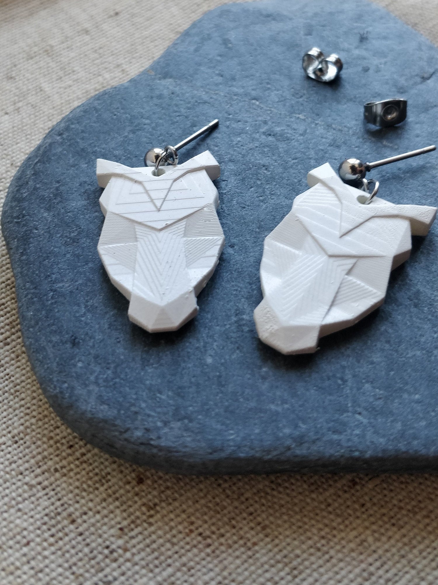 Resin Origami Owl Earrings: Geometric Minimalist Bird Jewelry, photo 3
