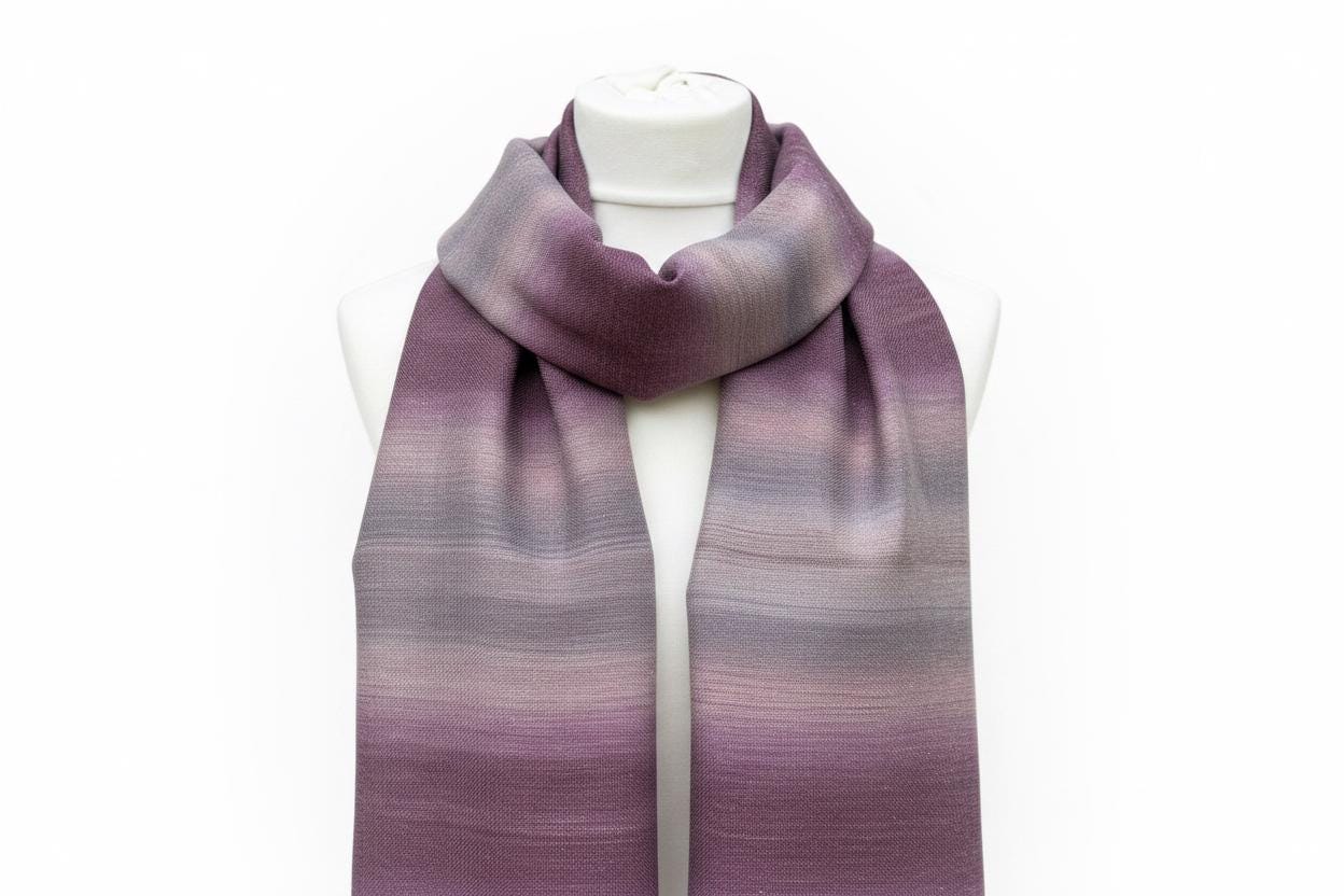 Handwoven Purple Pink gradient Merino Silk scarf - Luxury wool scarf, photo 2