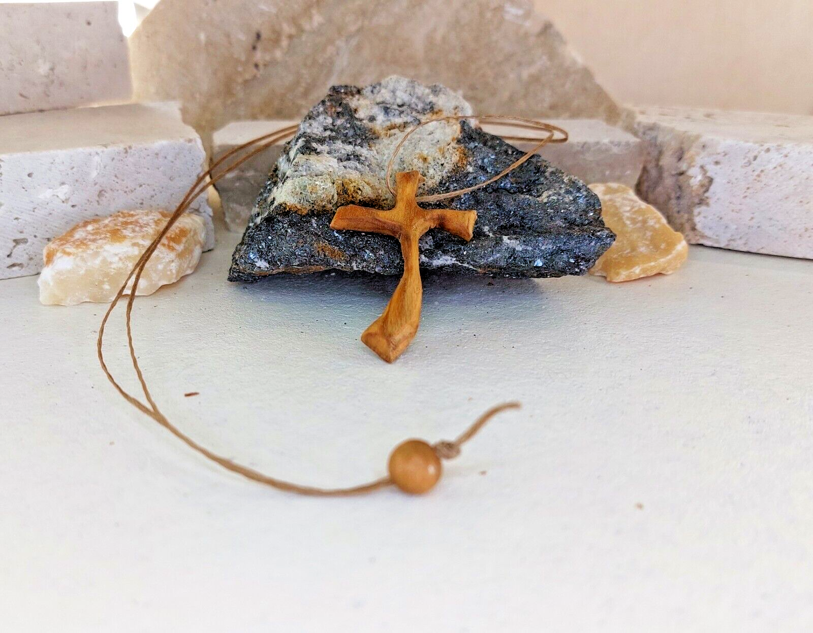 Crosses crucifix made of olive wood Necklace Pendant Handmade product, photo 3