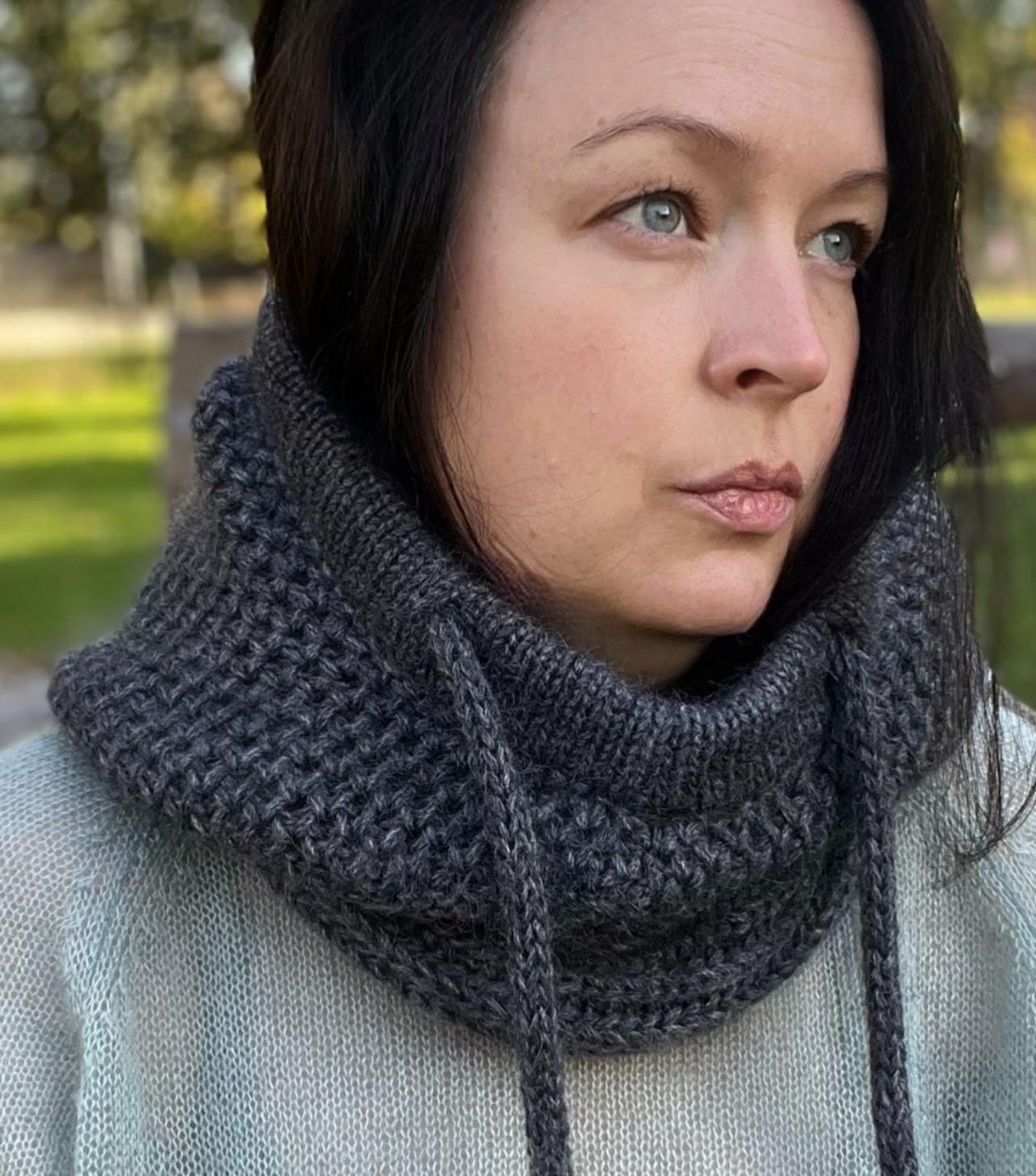 Balaclava women, alpaca mohair knitted chunky hood, winter hooded cowl scarf, photo 4