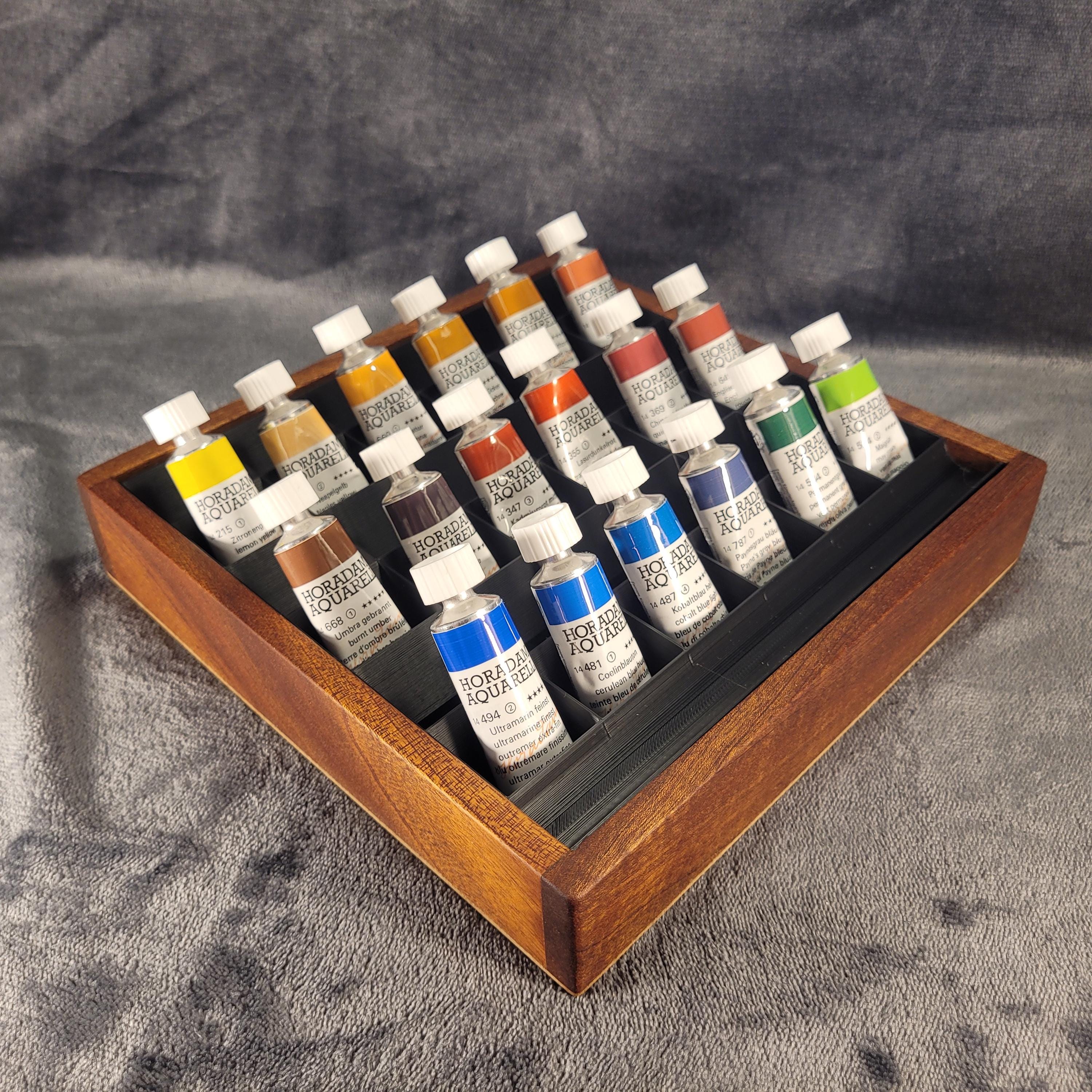 Teak Paint Tube Organizer – Artist Studio Storage Box for Oils, Acrylics, photo 3