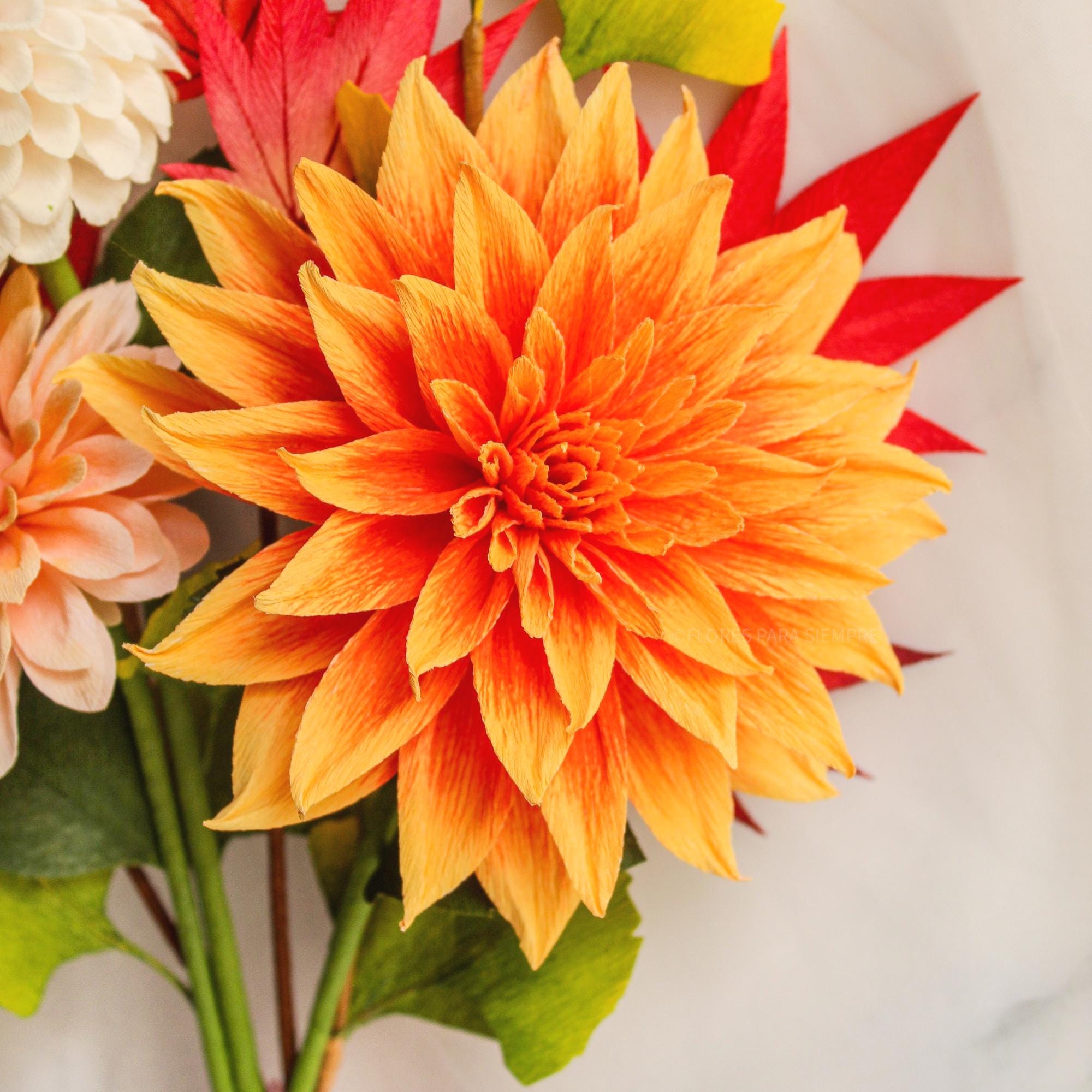 Handmade crepe paper dahlia bouquet for Autumn decor and weddings, photo 3
