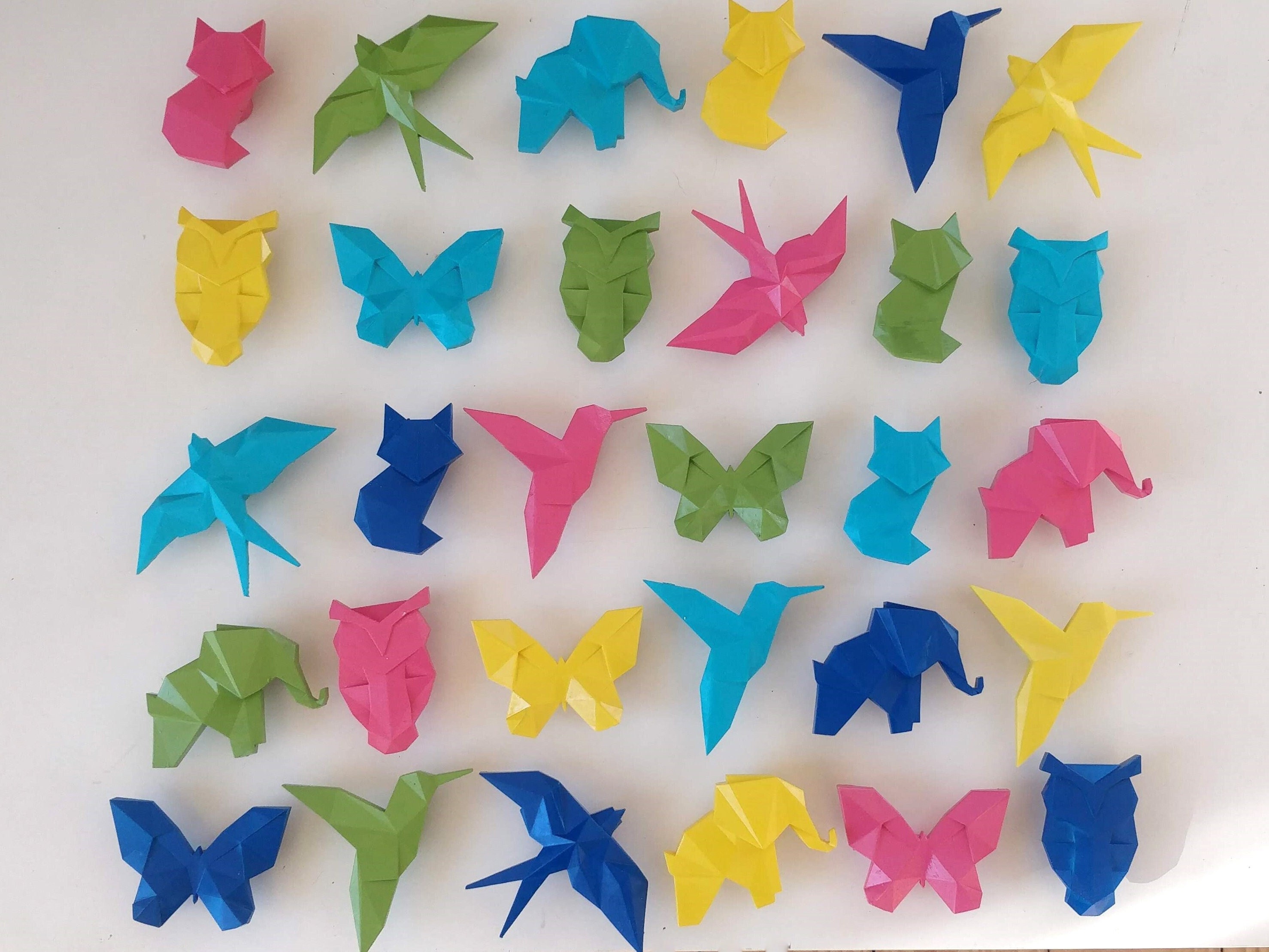 Origami Animal Drawer Knobs:  Baby's Nursery Handles, Kid's Cabinet Pulls - Fox, Butterfly, Elephant, Hummingbird, photo 2