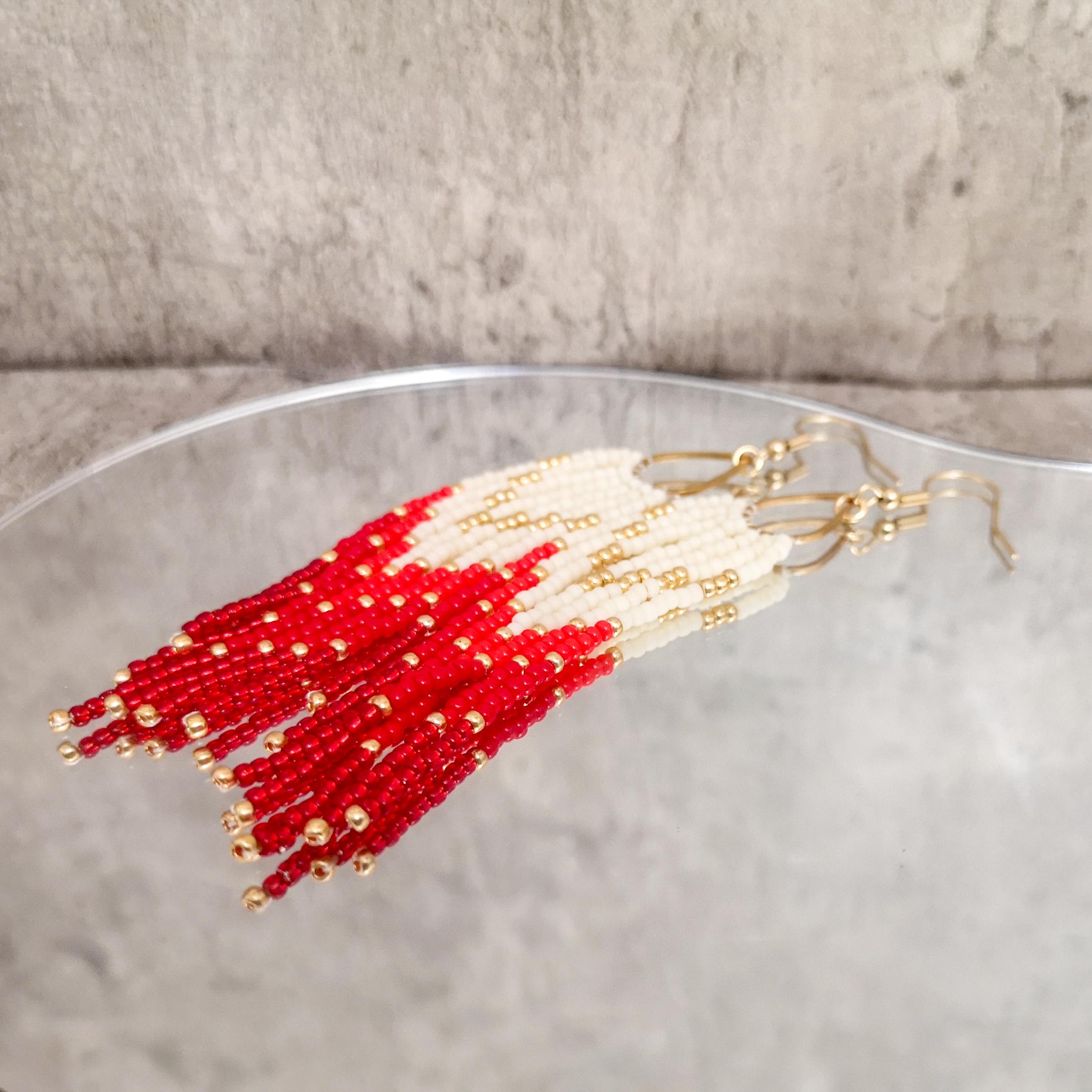 Dangle beaded fringe earrings, long earrings, photo 2