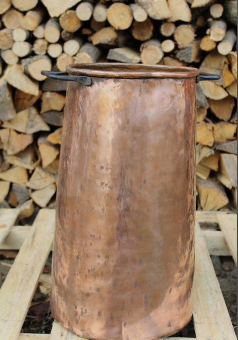 Copper Umbrella Stand with Wrought Iron Handles - Handcrafted Entryway Organizer, photo 3