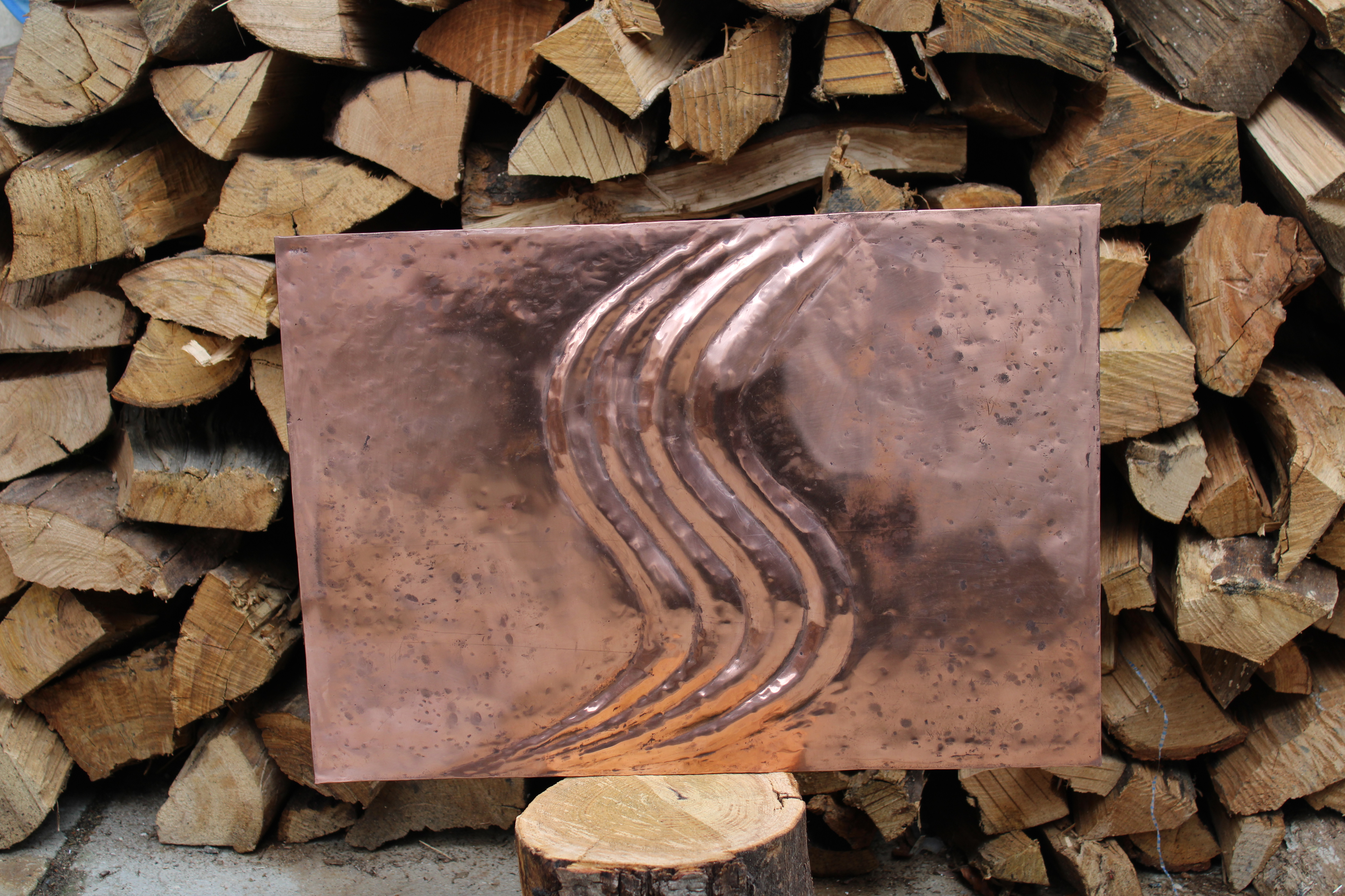 Italian Handmade Copper Wall Art Modern Copper Relief Panel Handcrafted Copper Artwork Textured Metal Wall Decor, photo 4