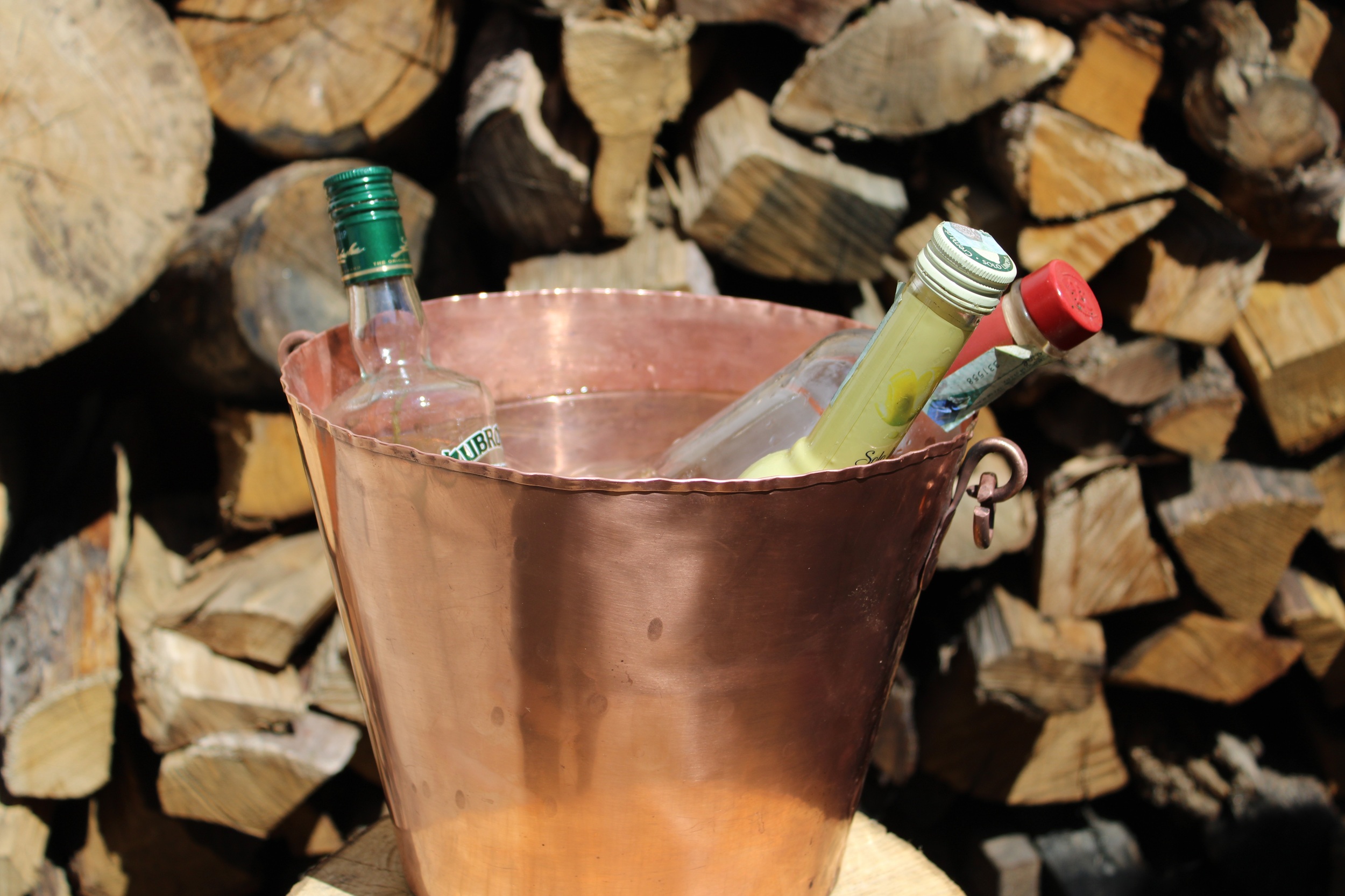 Handmade Copper Bottle Holder – Customizable Wine Ice Bucket – Artisan Barware & Rustic Home Decor
