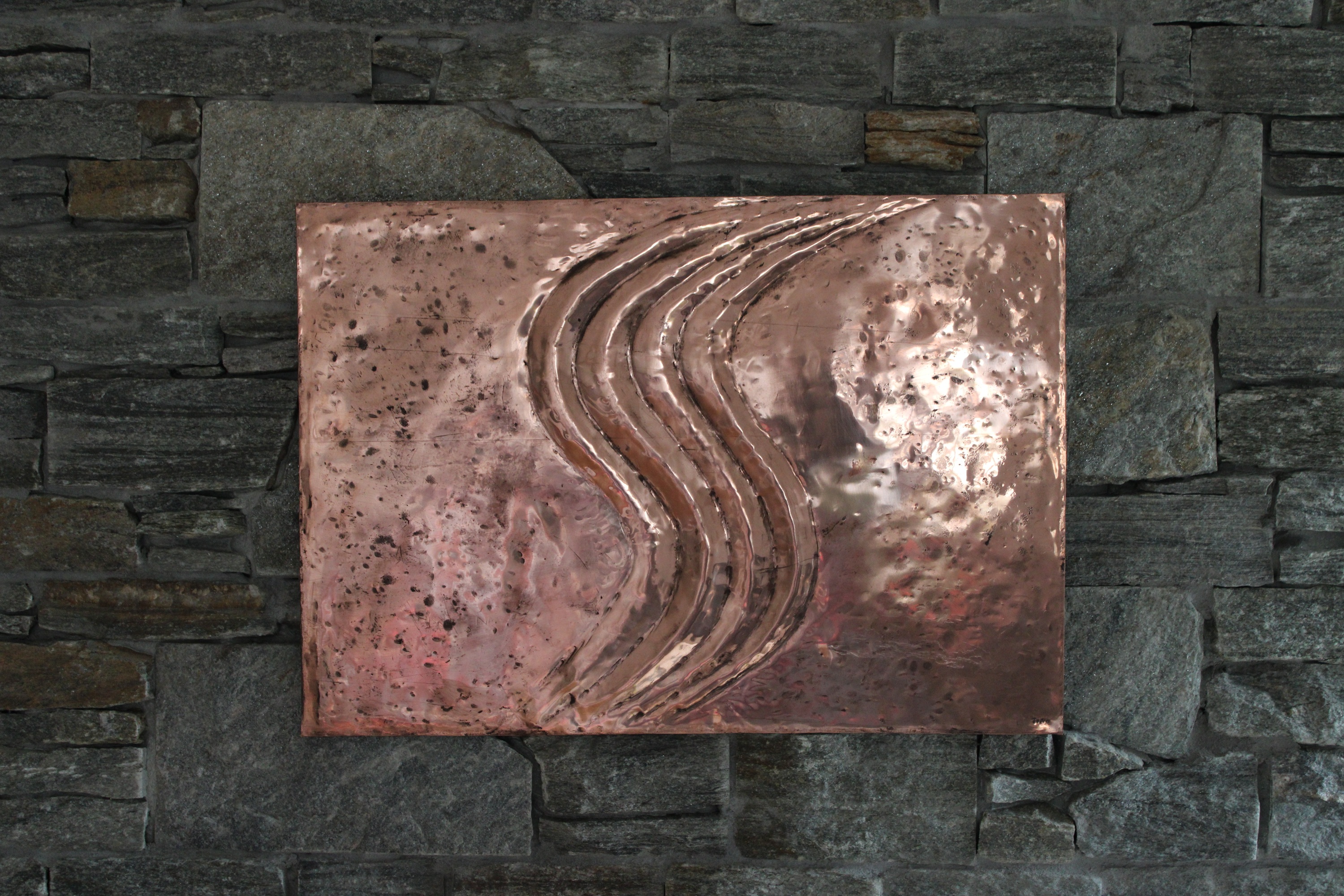 Italian Handmade Copper Wall Art Modern Copper Relief Panel Handcrafted Copper Artwork Textured Metal Wall Decor, photo 2