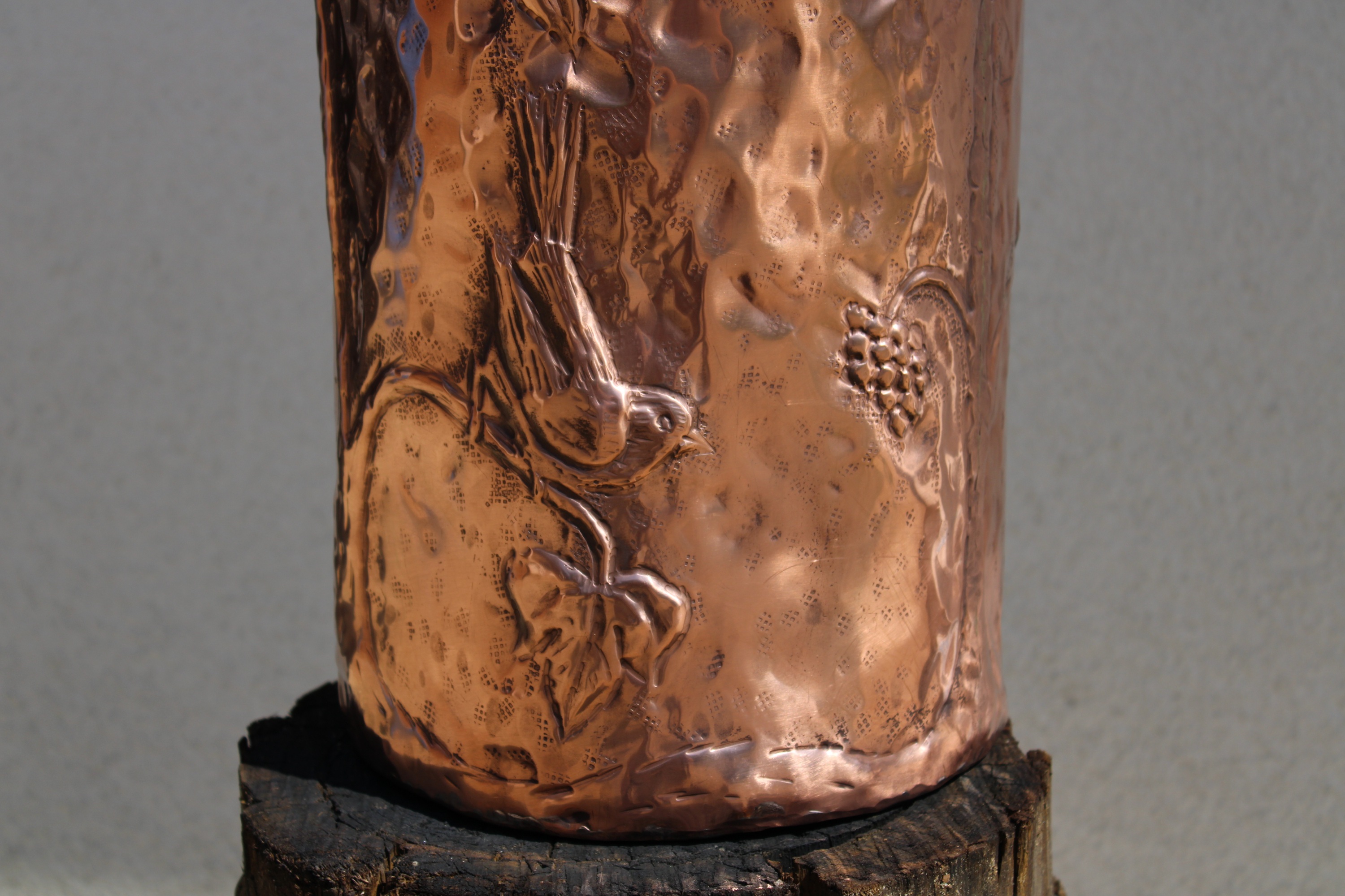 Handmade Copper Umbrella Stand: Sparrows on branches, photo 5