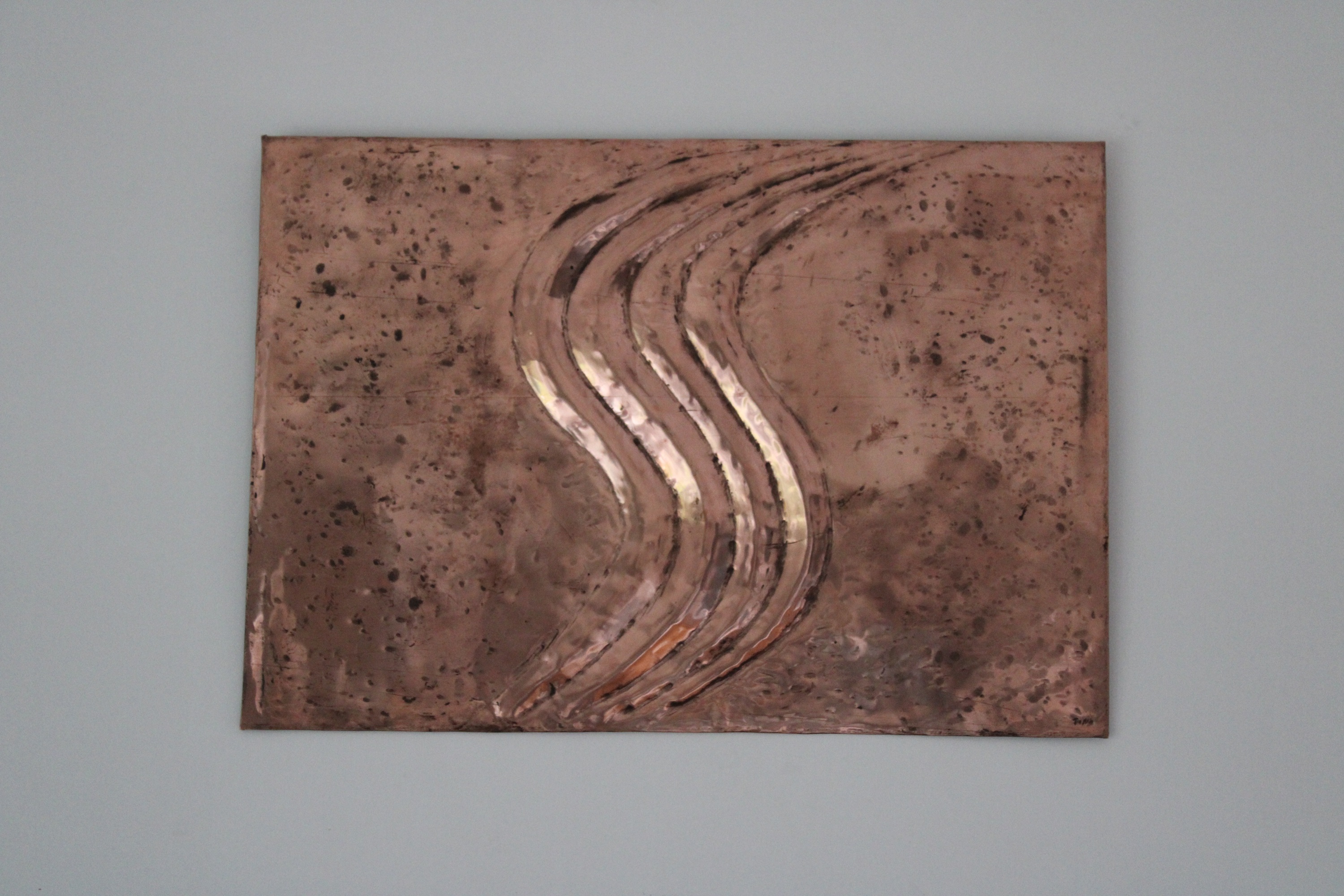 Italian Handmade Copper Wall Art Modern Copper Relief Panel Handcrafted Copper Artwork Textured Metal Wall Decor, photo 3
