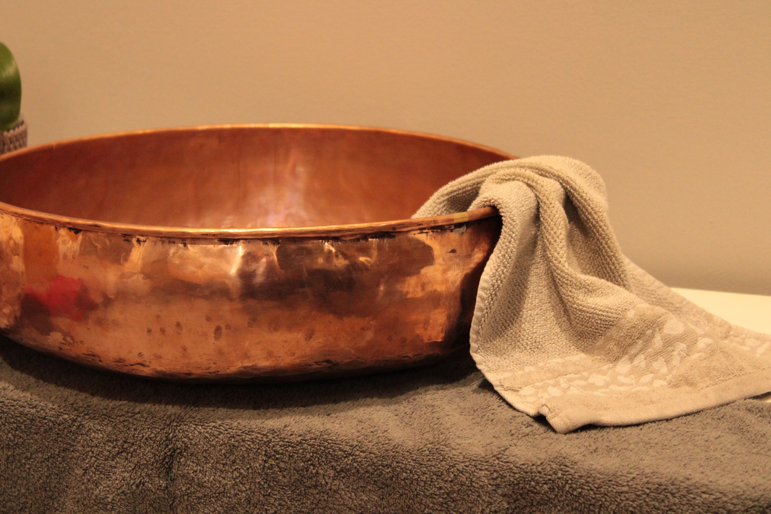 Handmade Copper Vessel Sink – Round Countertop Basin in Pure Copper, Rustic Modern Bathroom Sink, Custom Drain Hole, photo 4