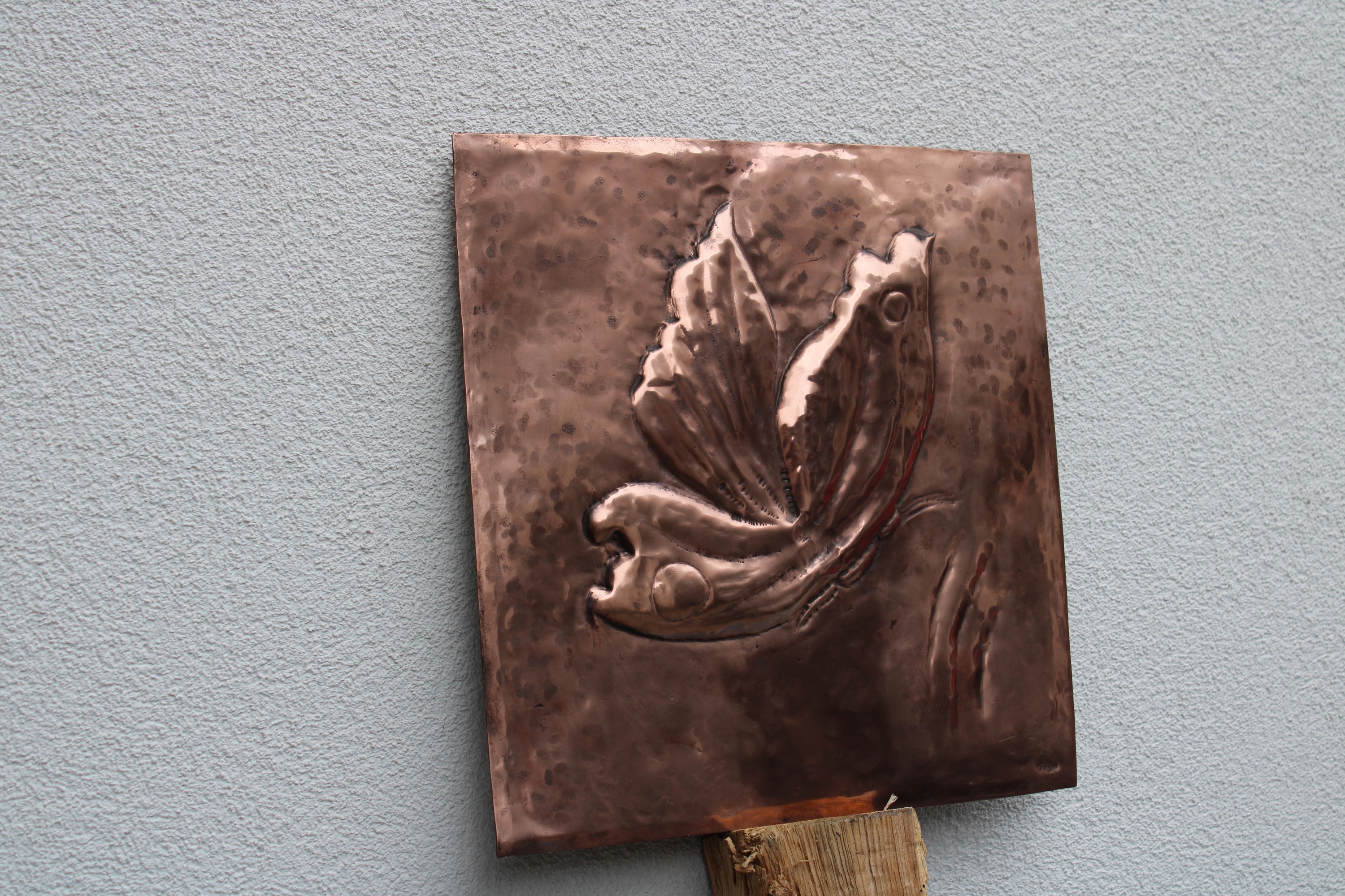 Handmade Copper Butterfly Wall Art Embossed Copper Panel Nature Decor Italian Metal Artwork, photo 3