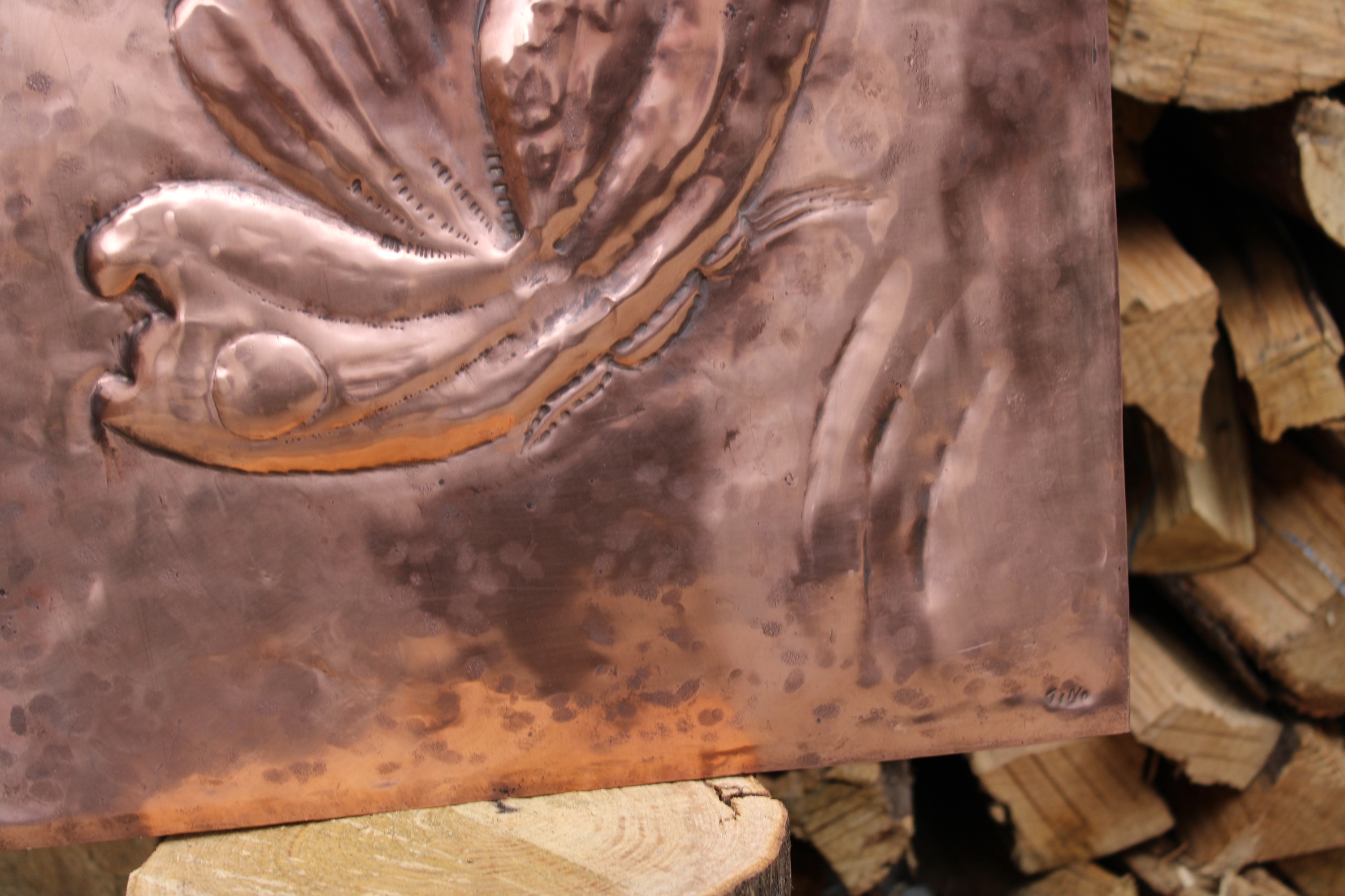 Handmade Copper Butterfly Wall Art Embossed Copper Panel Nature Decor Italian Metal Artwork, photo 5